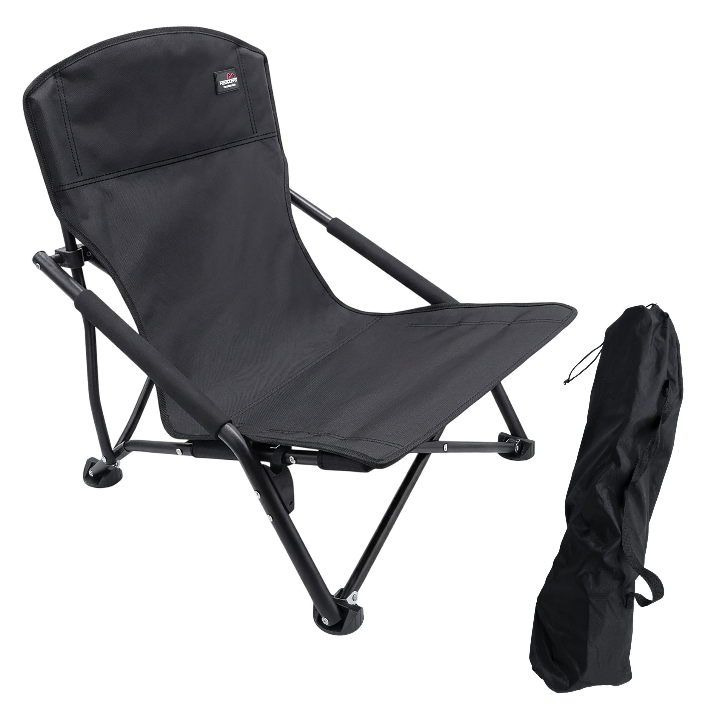 Spetebo Campingstuhl Strandstuhl schwarz klappbar mit Tragetasche - 59 x 58 cm (Stück, 1 St), Klappstuhl klein für Strand und Garten