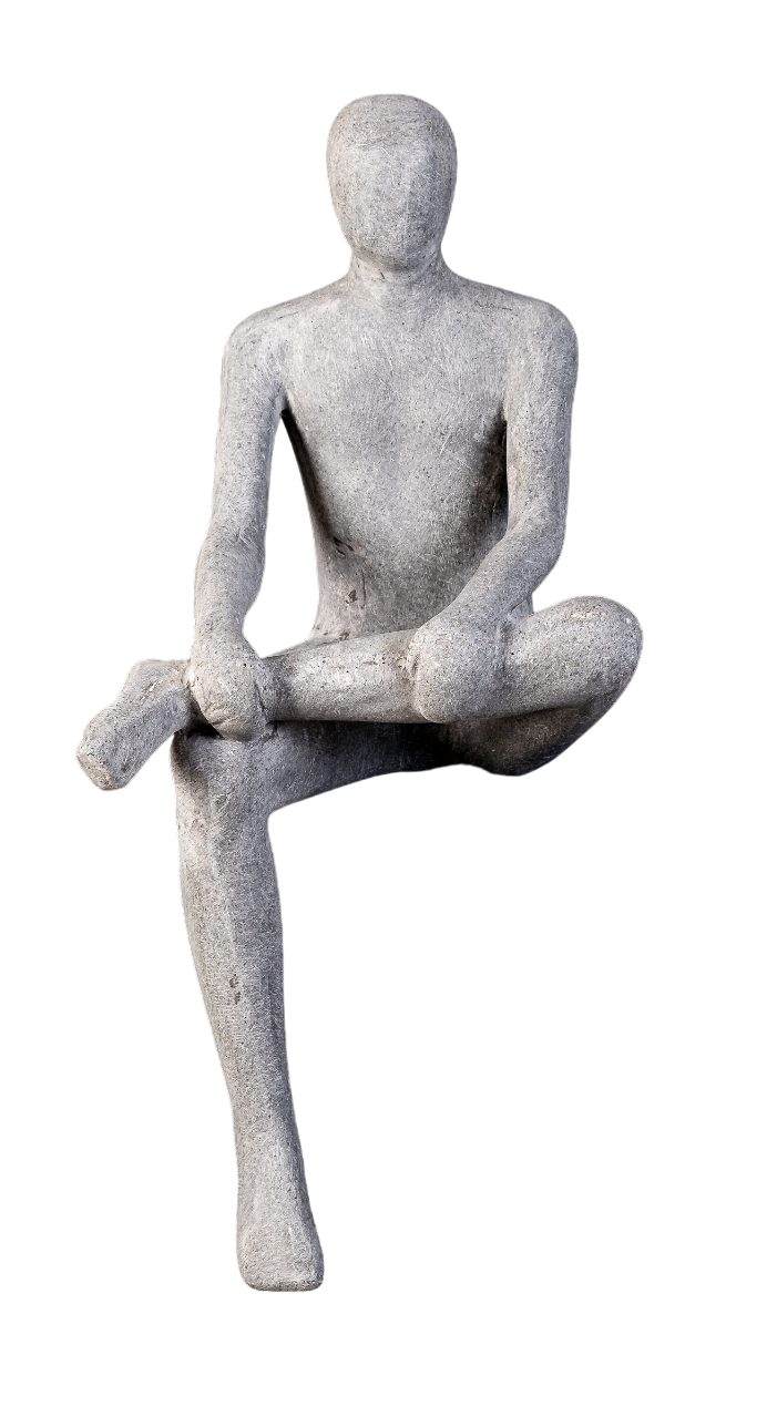 Dekofigur IDYL Moderne Skulptur Figur Sandsteinguss "Sitting Man"