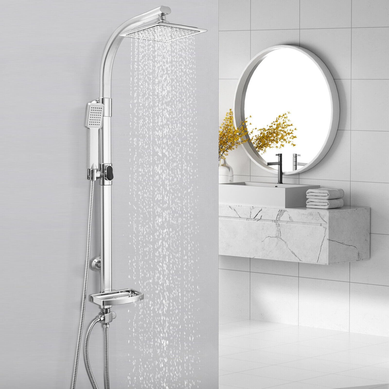 Youyijia Duschsystem Youyijia Edelstahl Duschsystem Regendusche Duschset 20X20cm