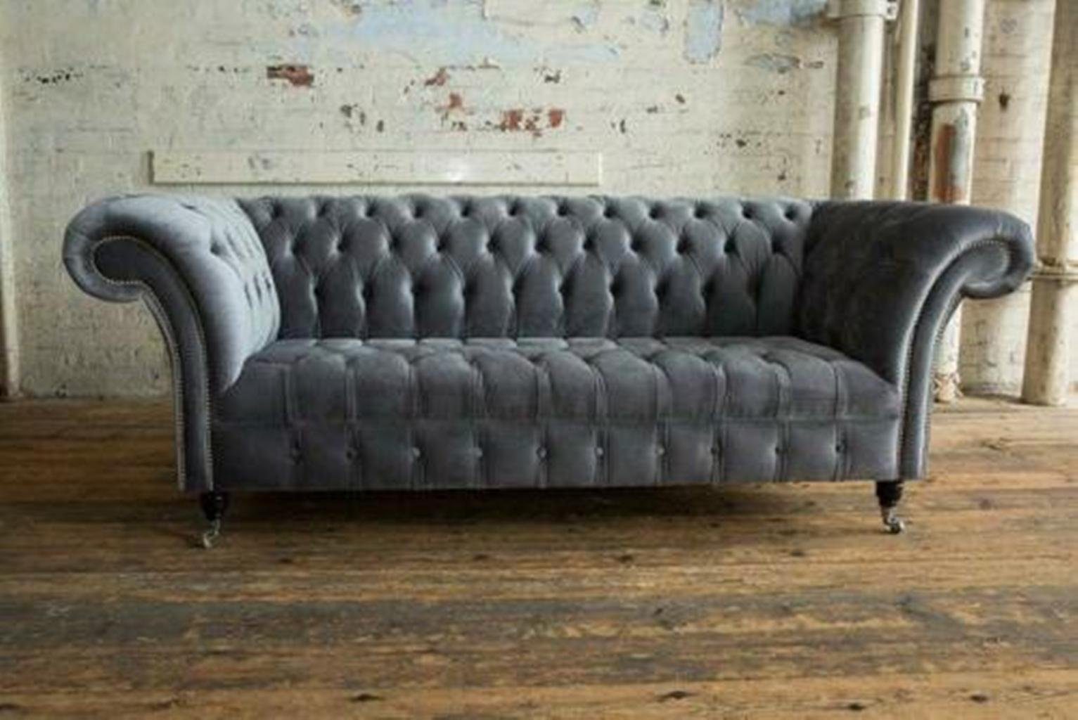 JVmoebel Chesterfield-Sofa, Chesterfield Big Textil Design Wohnzimmer Couch