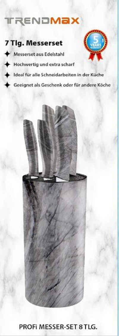 ZELLERFELD Messer-Set Zellerfeld Trendmax 7-teiliges Profi Messer-Set aus Edelstahl Marmor Design Messerblock sehr hochwertiges SelbstschärfenMesser Küchenmesser Set