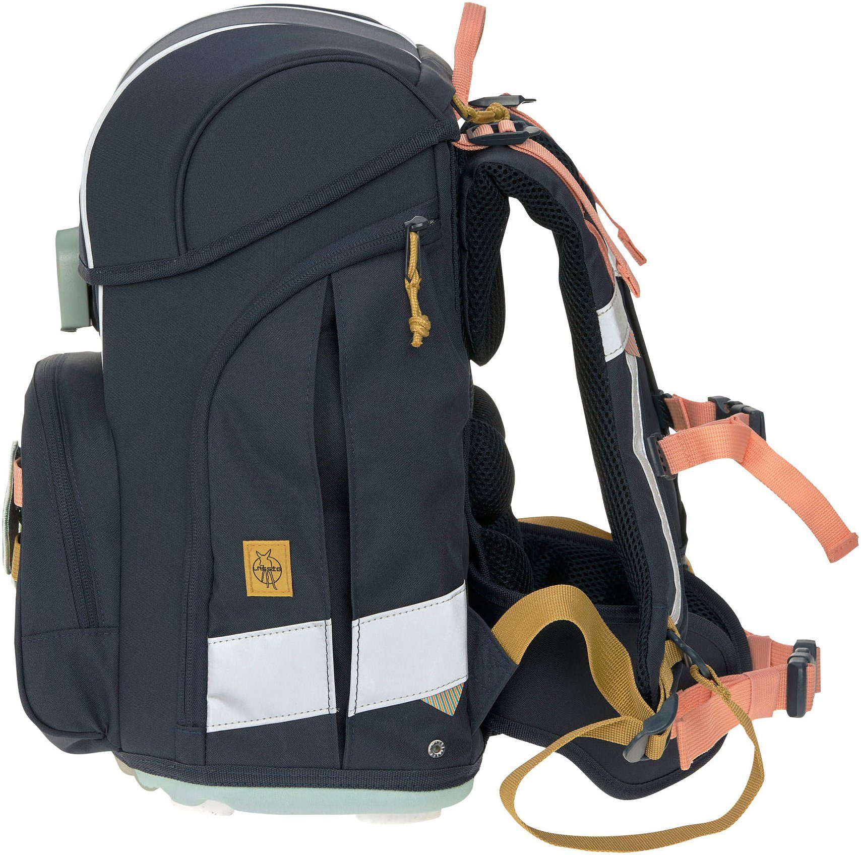 LÄSSIG Schulranzen Unique, Boxy, Ocean Edition, dark blue (Set, 7-tlg), PETA-approved vegan; aus recycelten PET-Flaschen