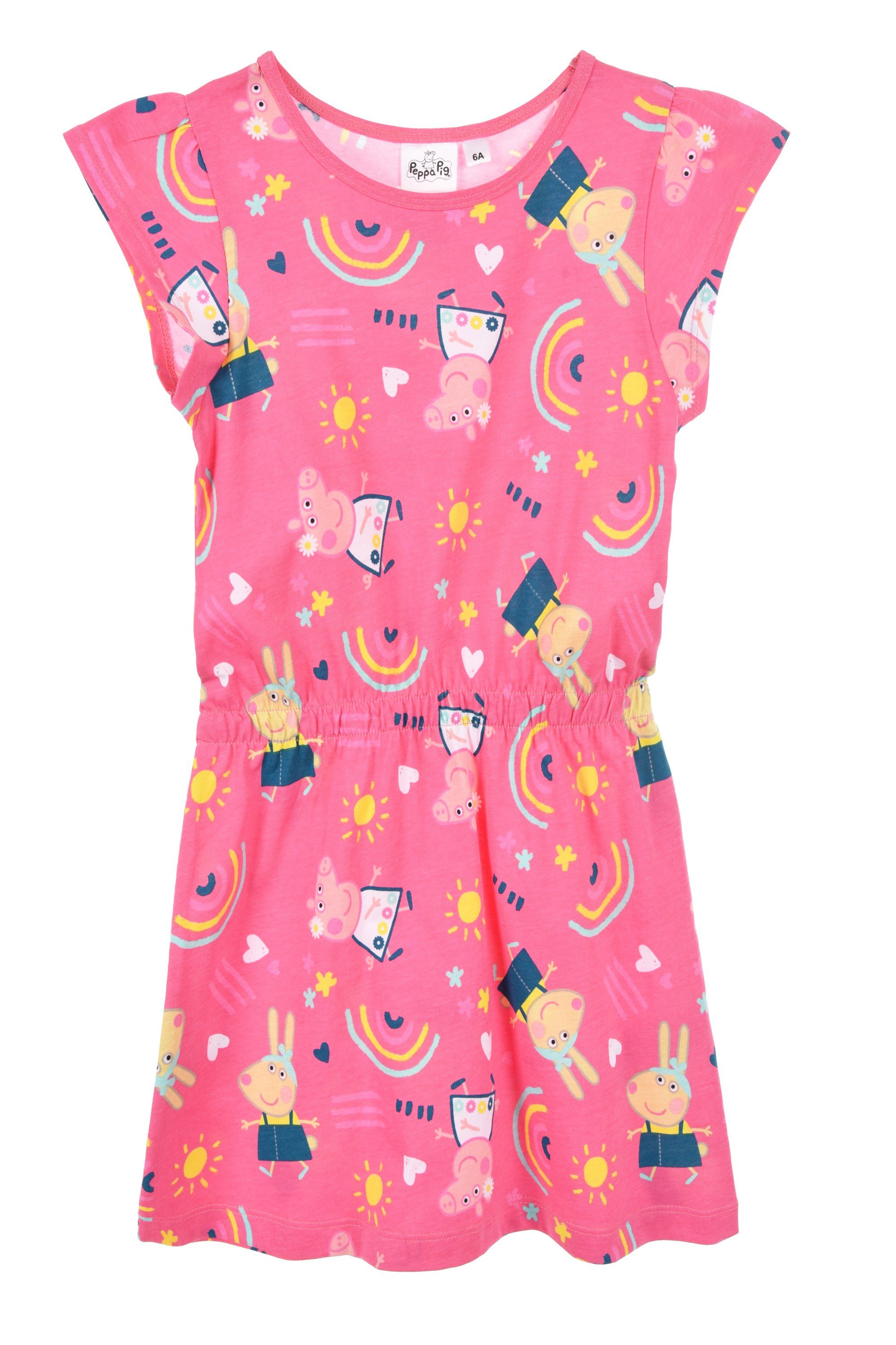 Peppa Pig Sommerkleid Peppa Wutz Pig Kinder Mädchen Kleid Gr. 98 bis 116, 100% Baumwolle