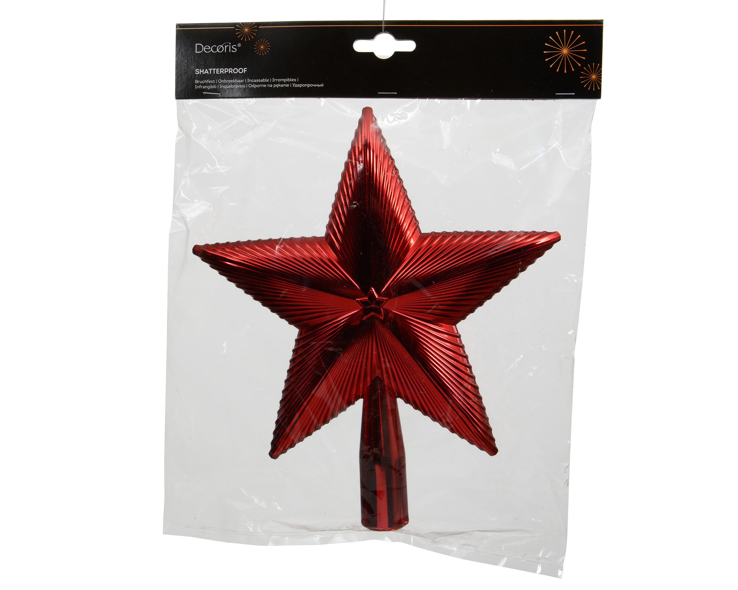 Kaemingk Christbaumspitze, Christbaumspitze Stern Strukturiert 21cm Kunststoff - Weihnachtsrot