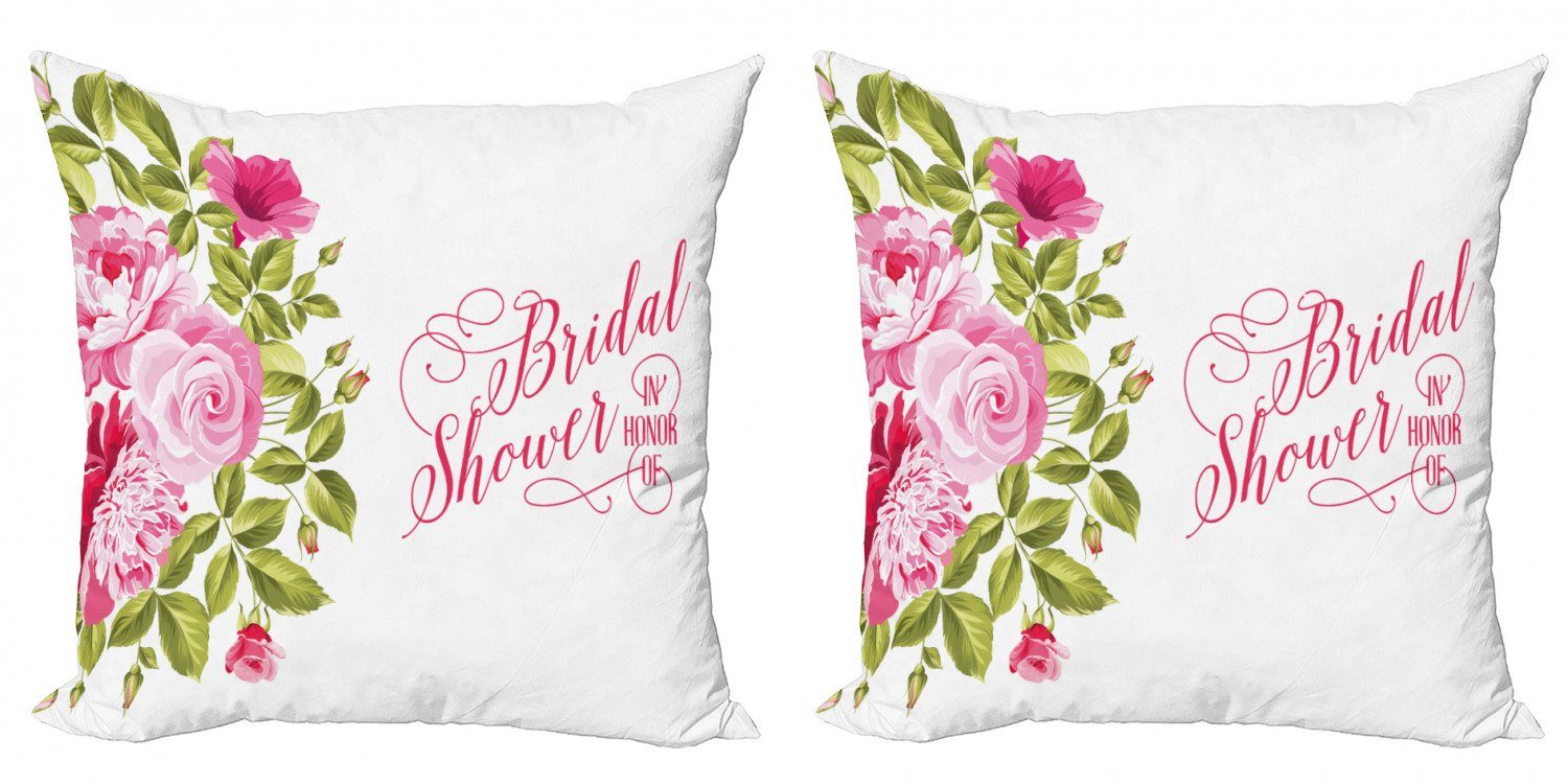 Abakuhaus Shabby Stück), Rosa Modern (2 Blumen Kissenbezüge Doppelseitiger Accent Digitaldruck, Bride