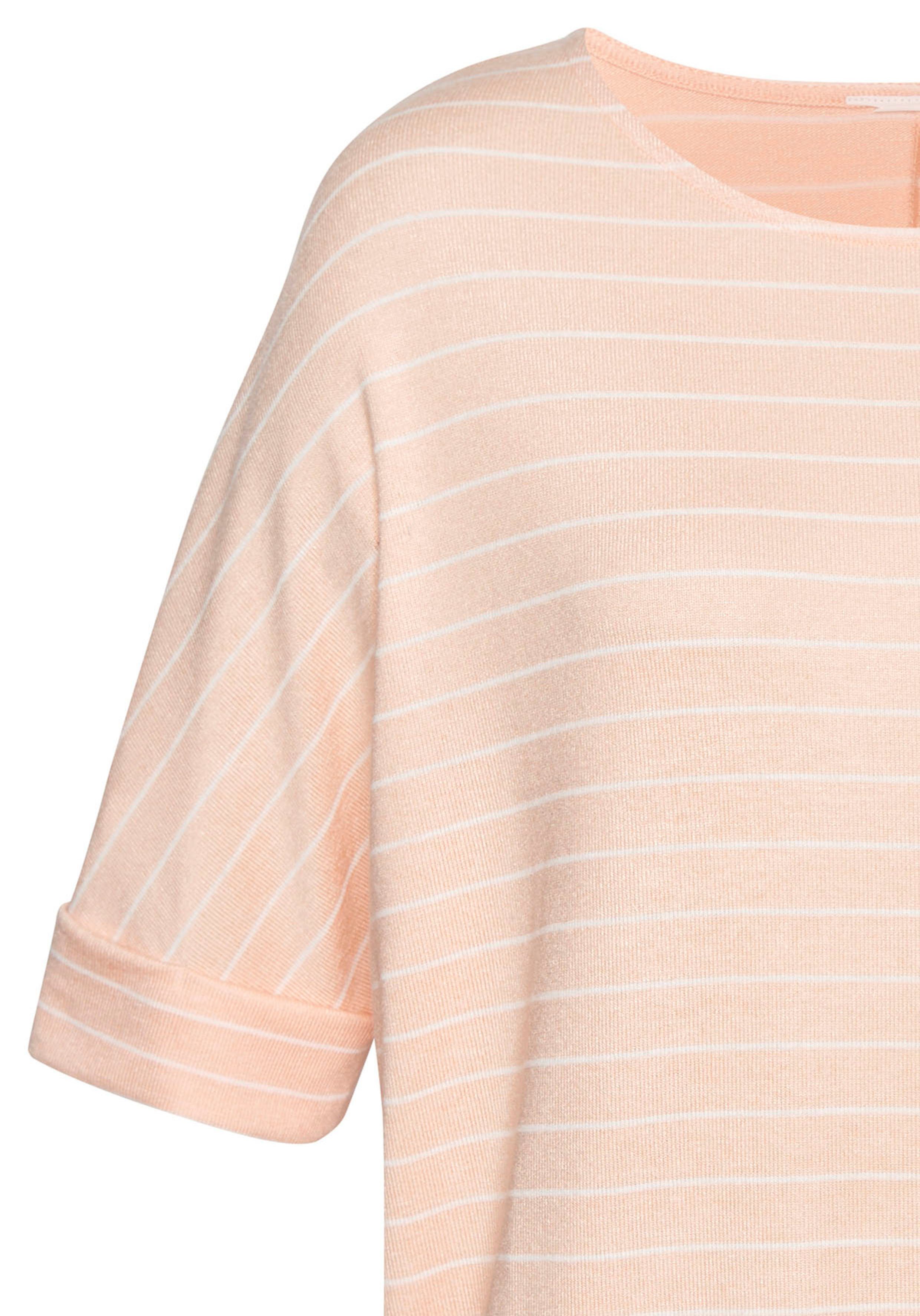 LASCANA Rundhalsshirt mit breitem Ärmelumschlag aus weichem Viskose-Feinstrick