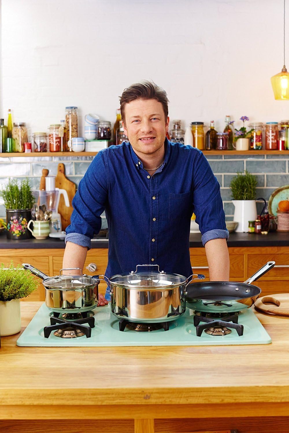 Tefal Servierpfanne Jamie Oliver Edelstahl Servierpfanne mit Deckel, Antihaftbeschichtet, Induktionsgeeignet