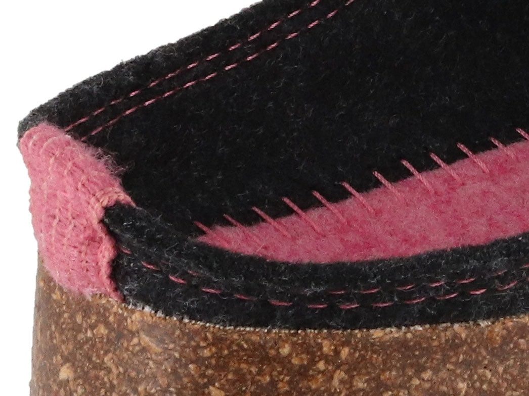 Tuffeln Filz-Pantoffeln Herzchen Damen Clogs mit Kork-Fußbett Hausschuh vegan aus 100% Tuf-Felt – Bild 4 von 5