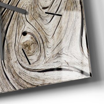 DEQORI Wanduhr 'Verwittertes Holz' (Glas Glasuhr modern Wand Uhr Design Küchenuhr)