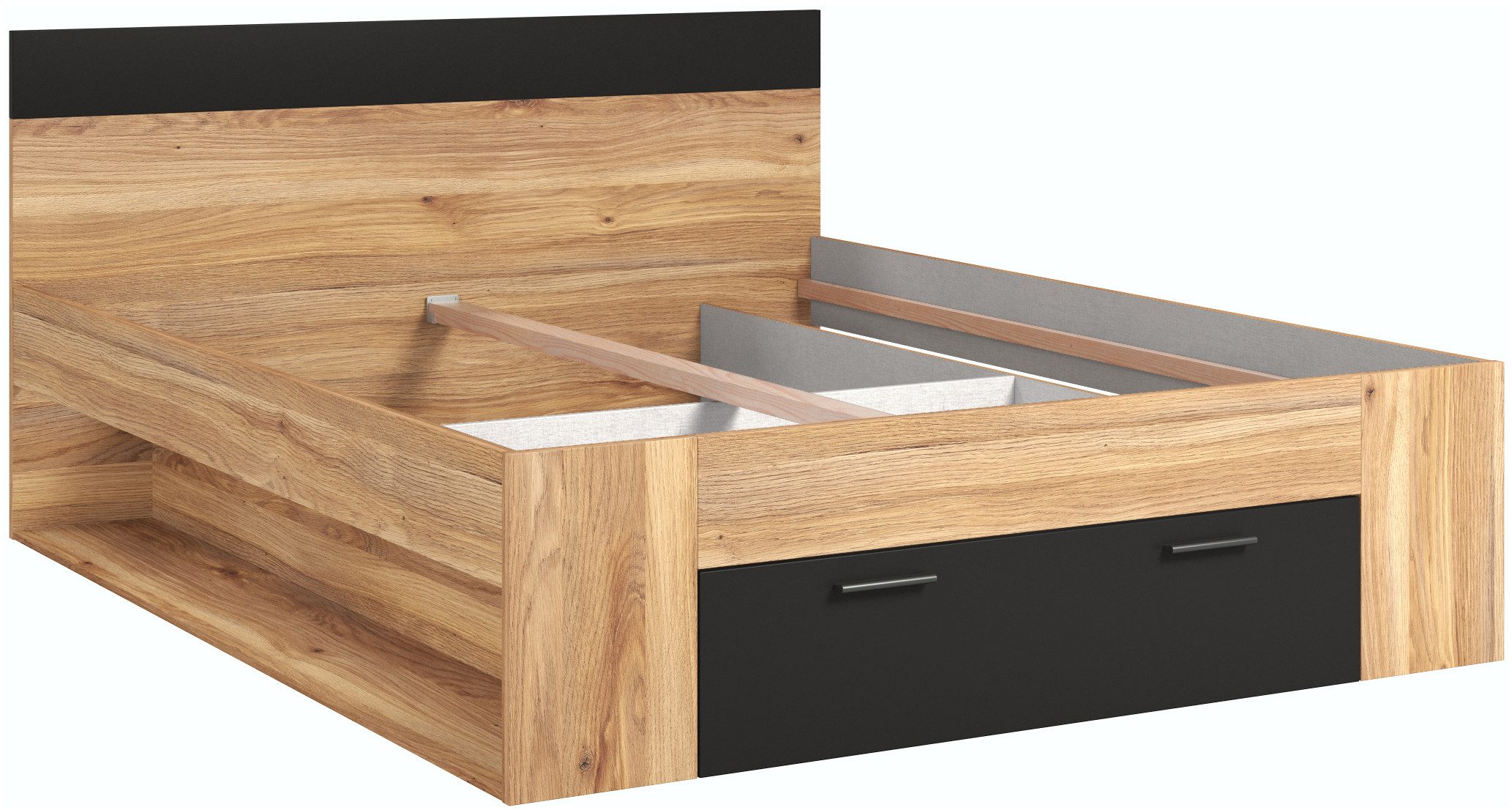 Home affaire Bettgestell Faweza, Breite 160 bzw. 180 cm, Stauraumbett, Funktionsbett Schublade mit extra viel Stauraum