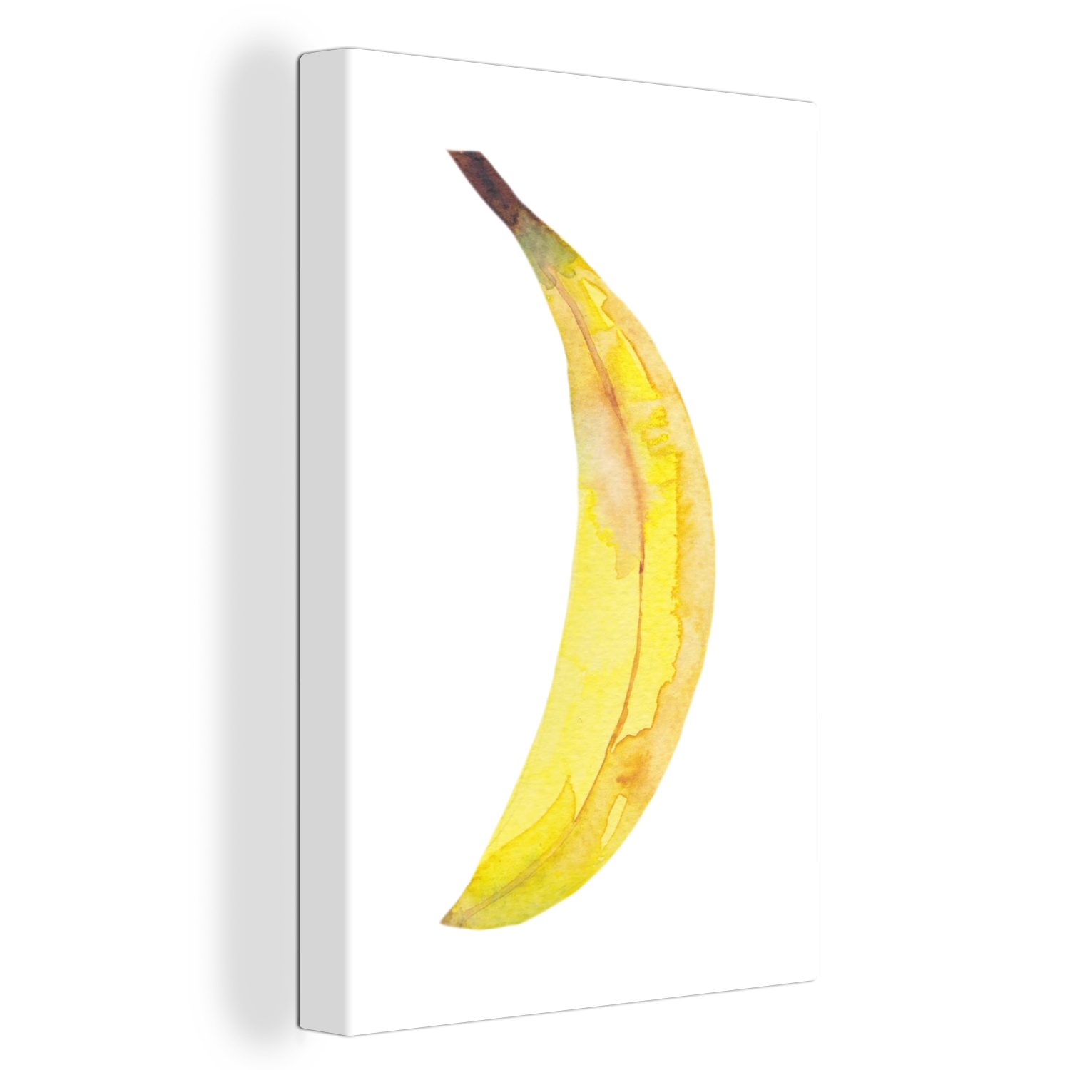 OneMillionCanvasses® Leinwandbild Banane - Obst - Aquarell, (1 St), Leinwandbild fertig bespannt inkl. Zackenaufhänger, Gemälde, 20x30 cm