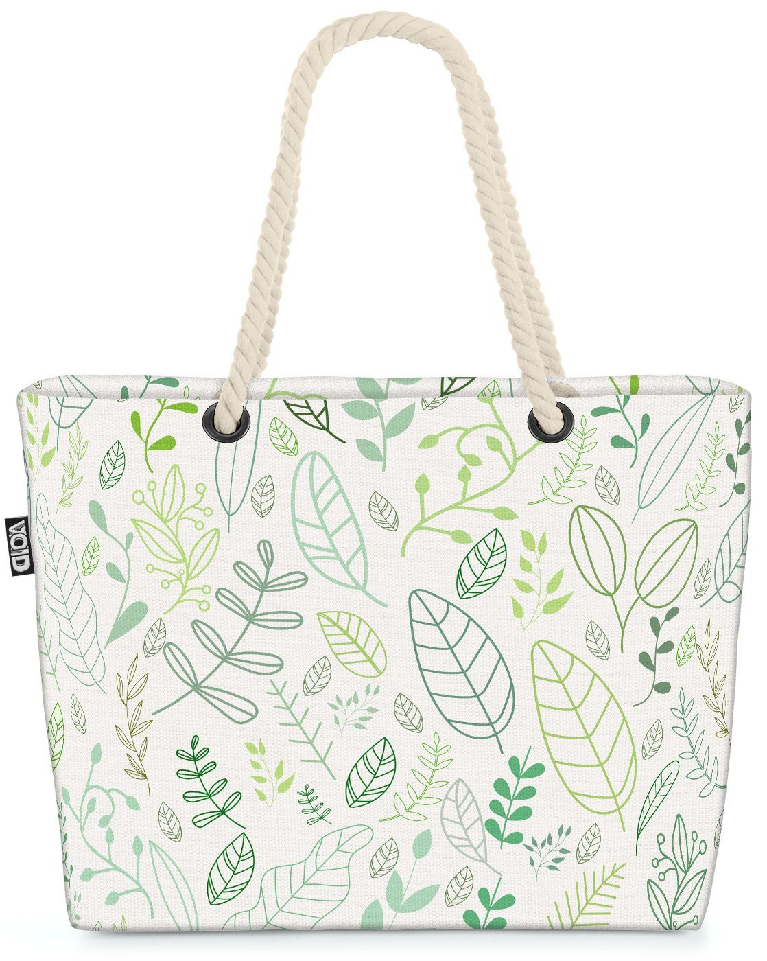 VOID Strandtasche (1-tlg), Leave Doodle Beach Bag abstrakt blühen Blatt verzweigt deko Natur pflanze retro