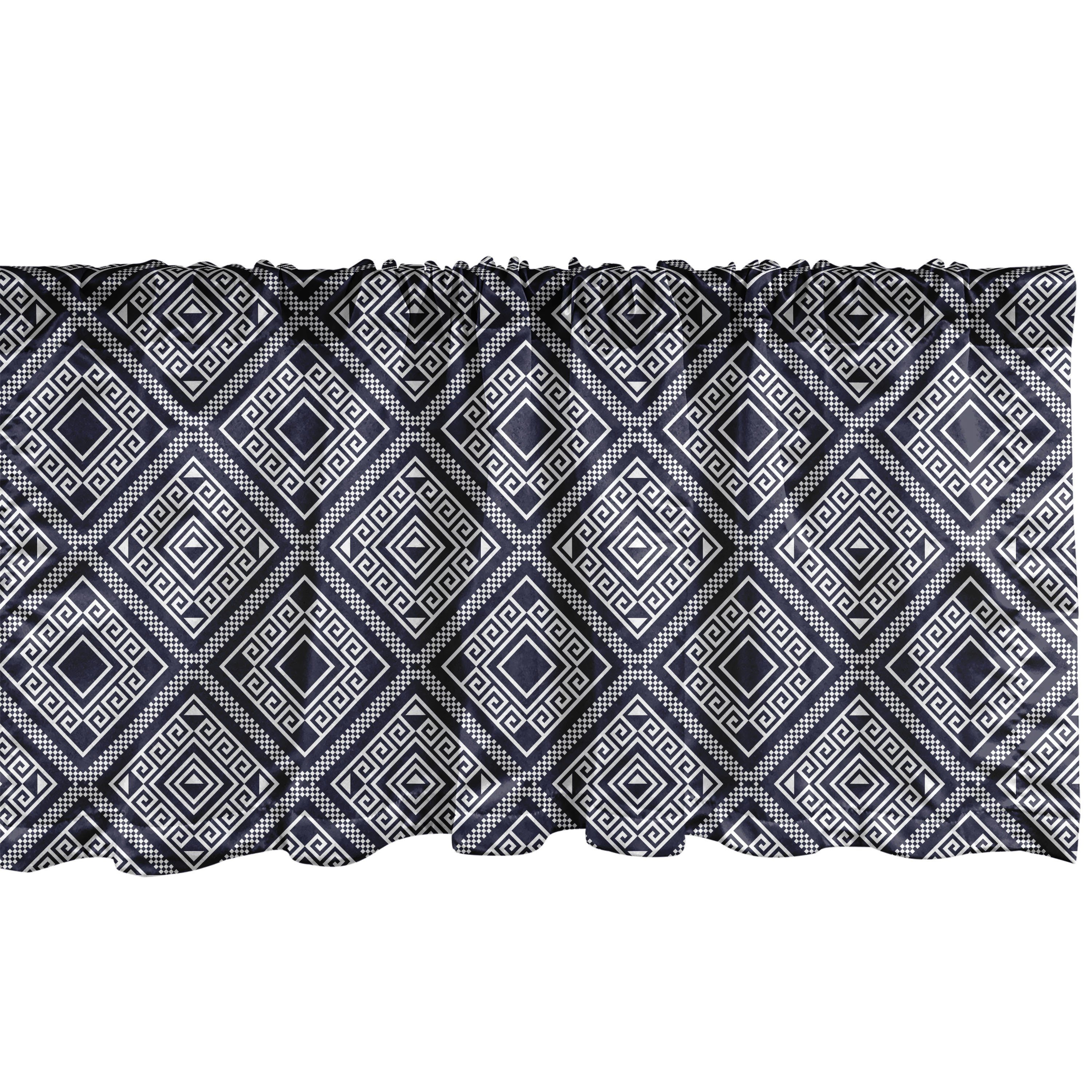 Scheibengardine Vorhang Volant für Küche Schlafzimmer Dekor mit Stangentasche, Abakuhaus, Microfaser, Abstrakt Rhythmische zweifarbige Motive
