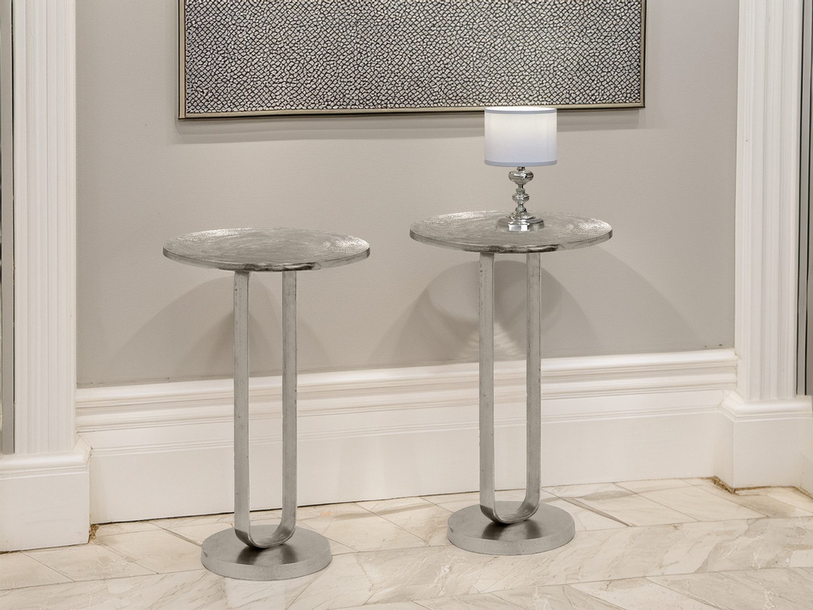 MIRRORS AND MORE Couchtisch (2er Set), Wohnzimmertisch Sofa-Beistelltisch Metall, Nachttisch schmal Höhe 61cm