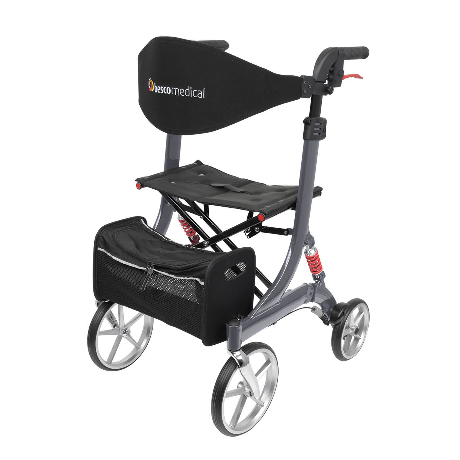 bescomedical Rollator SPRING, Leichtgewicht Gehhilfe - Modell S Sitzhöhe 52 cm, mit Komfort-Federung