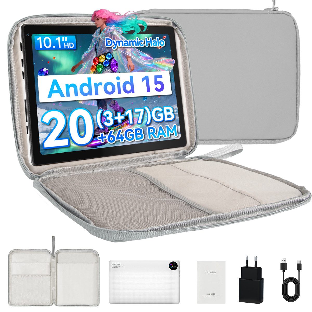 BUFO 10 Zoll Android 15 Octa-Core, 1280x800 IPS HD, 64GB, 5G WiFi Tablet (10", 64 GB, Andorid, 2,4G/5G WiFi, Tablet mit Blaulichtfilter, Kindersicherung, Widevine L1)