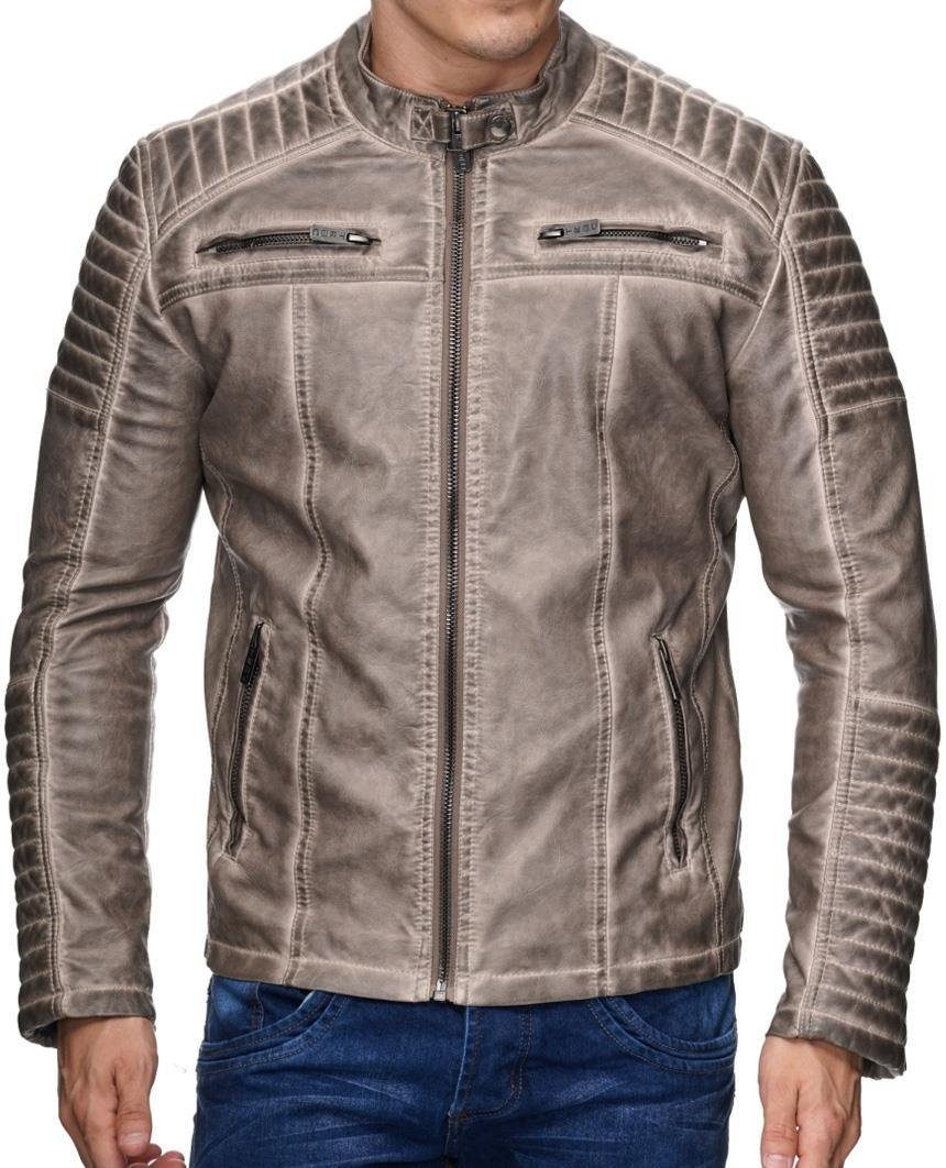 Trendsetter Bikerjacke Premium RedBridge Kunstleder Lederimitatjacke Beige