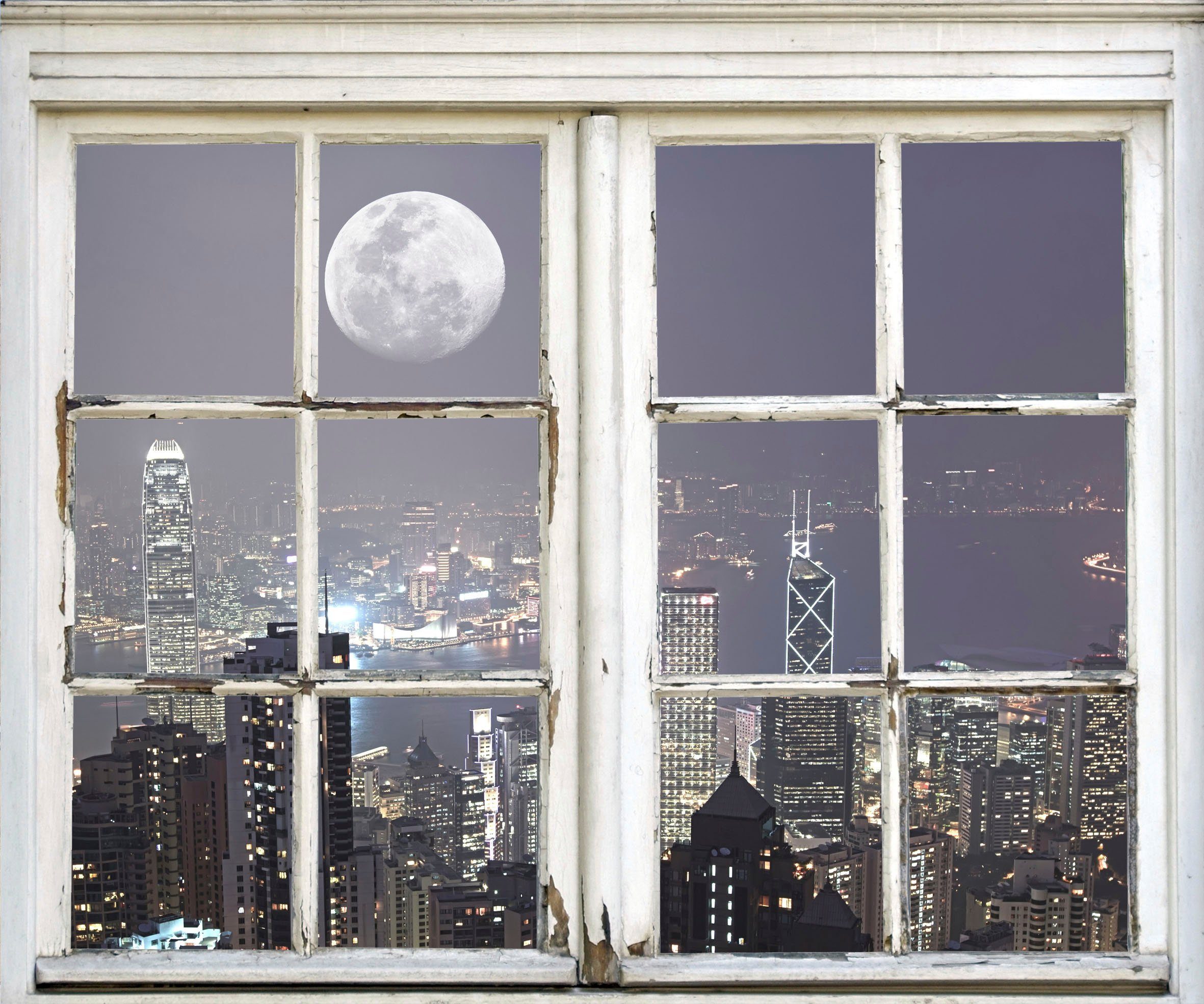queence Wandsticker New York City bei Nacht, Wandsticker, Wandbild, selbstklebend, Amerika