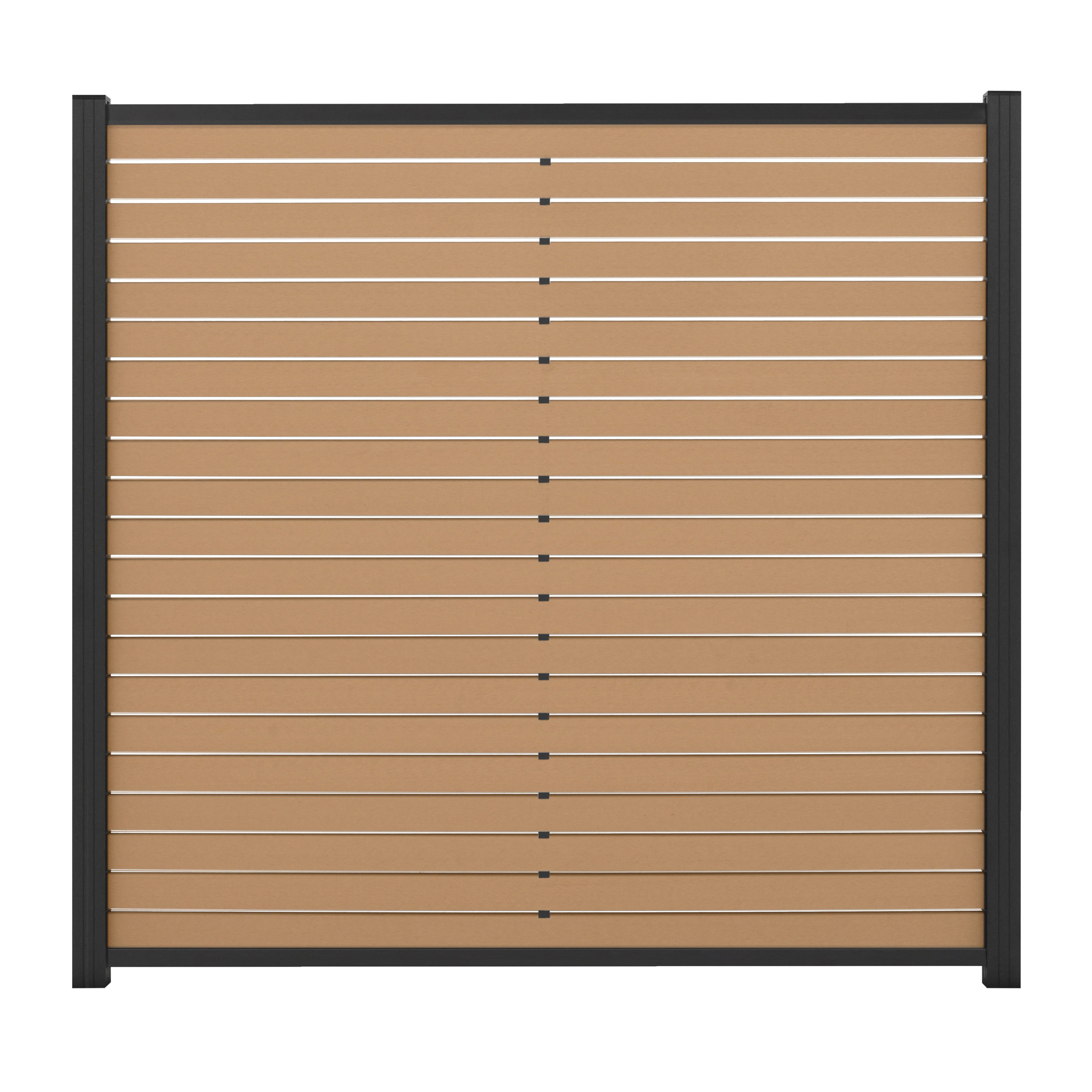 GartenLand Zaun Stockholm WPC Rhombus ca. 180x180 cm, (Set, Ohne Pfosten, ca. 180x180 cm), Karamellbraun / Alu Anthrazit