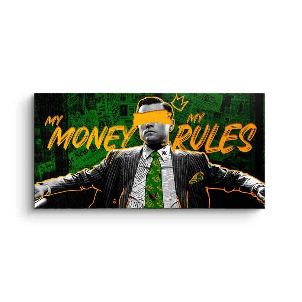 DOTCOMCANVAS® Leinwandbild, Leinwandbild Jordan Belfort Wolf of Wall Street My money my rules Pan ohne Rahmen