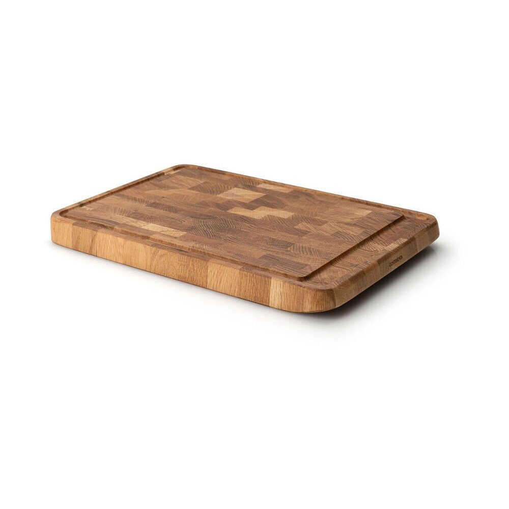 Continenta Tranchierbrett Tranchierbrett 42x29x3 cm Eiche Stirnholz, Eiche, Gourmet-Profitopf mit Deckel, Ø30cm, Gusseisen, blau