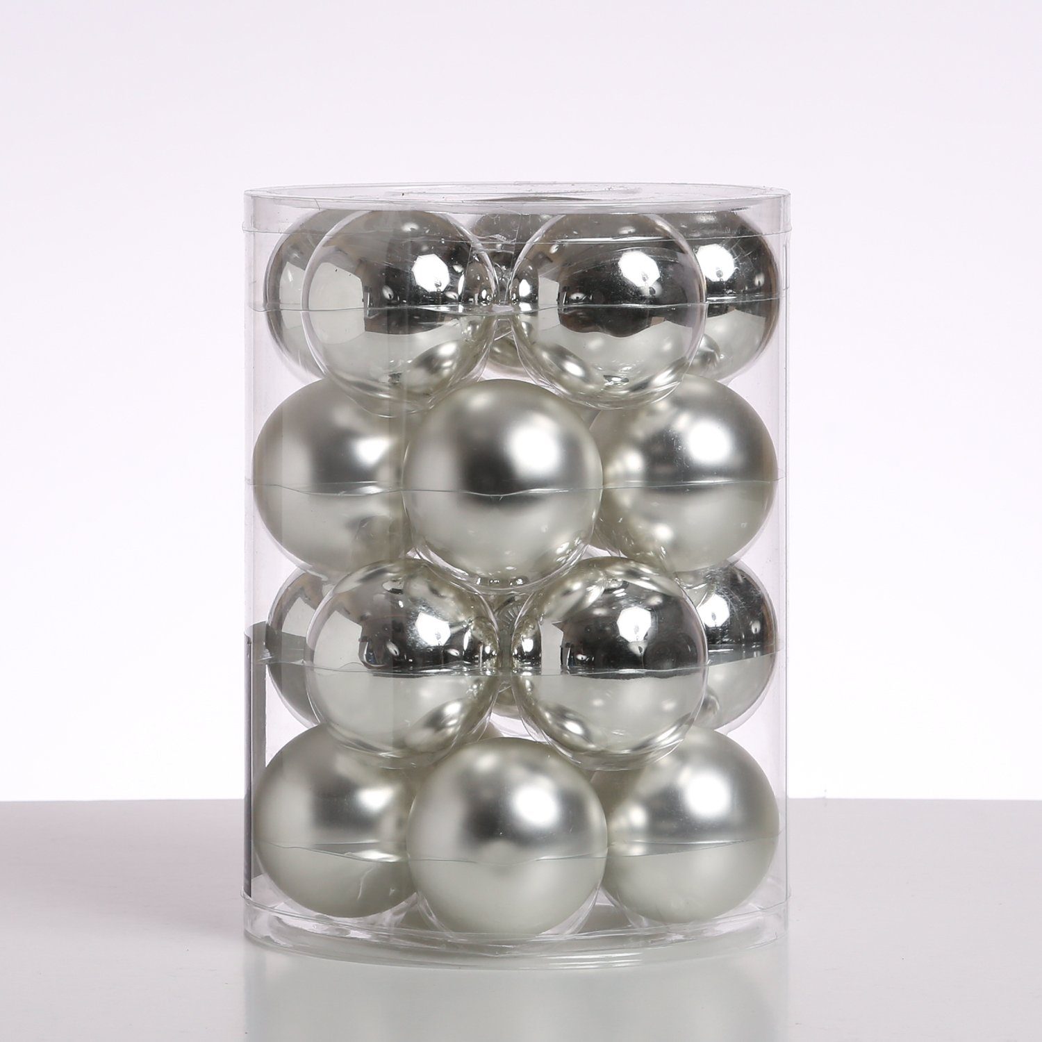 Weihnachtsbaumkugel Christbaumkugel Weihnachtskugel Glas 6cm glänzend matt silber 20er Set