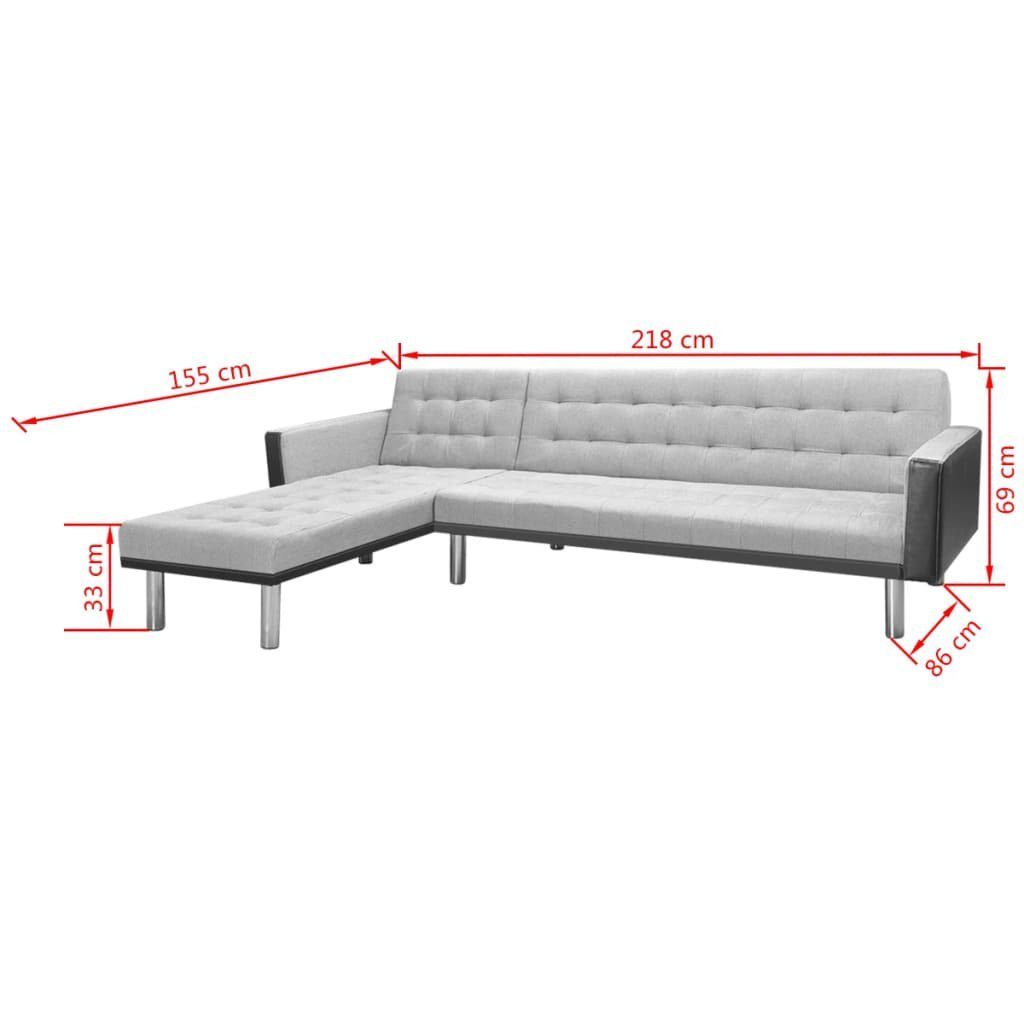Sofa und Grau Stoff vidaXL Schwarz cm Eck-Sofabett 218x155x69