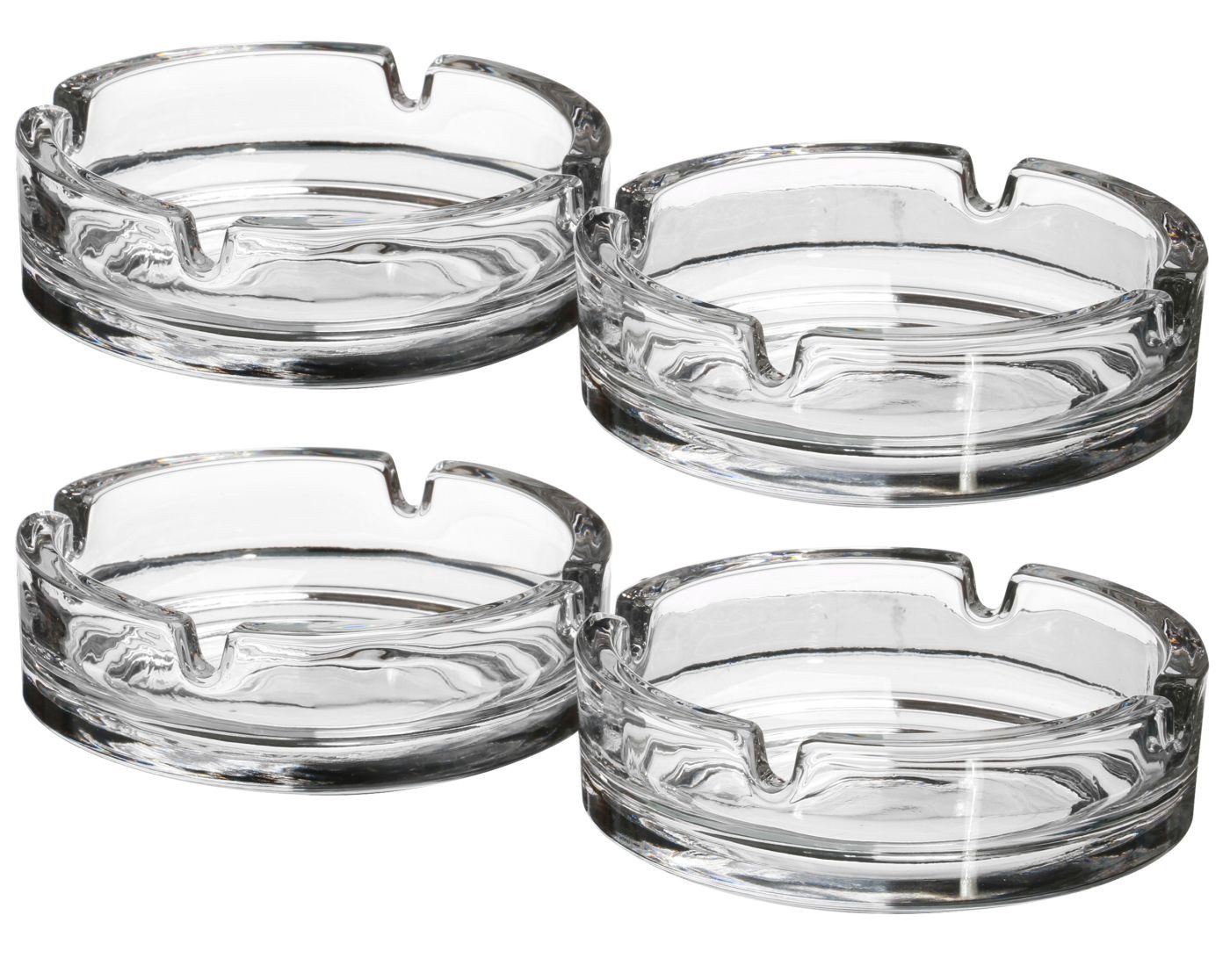 WestCraft Aschenbecher Glasaschenbecher SMOKER, Klassischer Tisch-Aschenbecher aus Glas, hochwertig - für 4 Zigaretten - Rund, transparent - In- & Outdoor