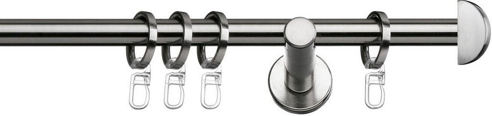 Gardinenstange Soller, indeko, Ø 12 mm, 1-läufig, Fixmaß, verschraubt, Stahl,  Komplett-Set inkl. Ringen und Montagematerial