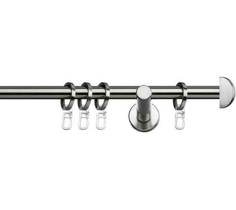 Gardinenstange Soller, indeko, Ø 12 mm, 1-läufig, Fixmaß, verschraubt, Stahl, Komplett-Set inkl. Ringen und Montagematerial