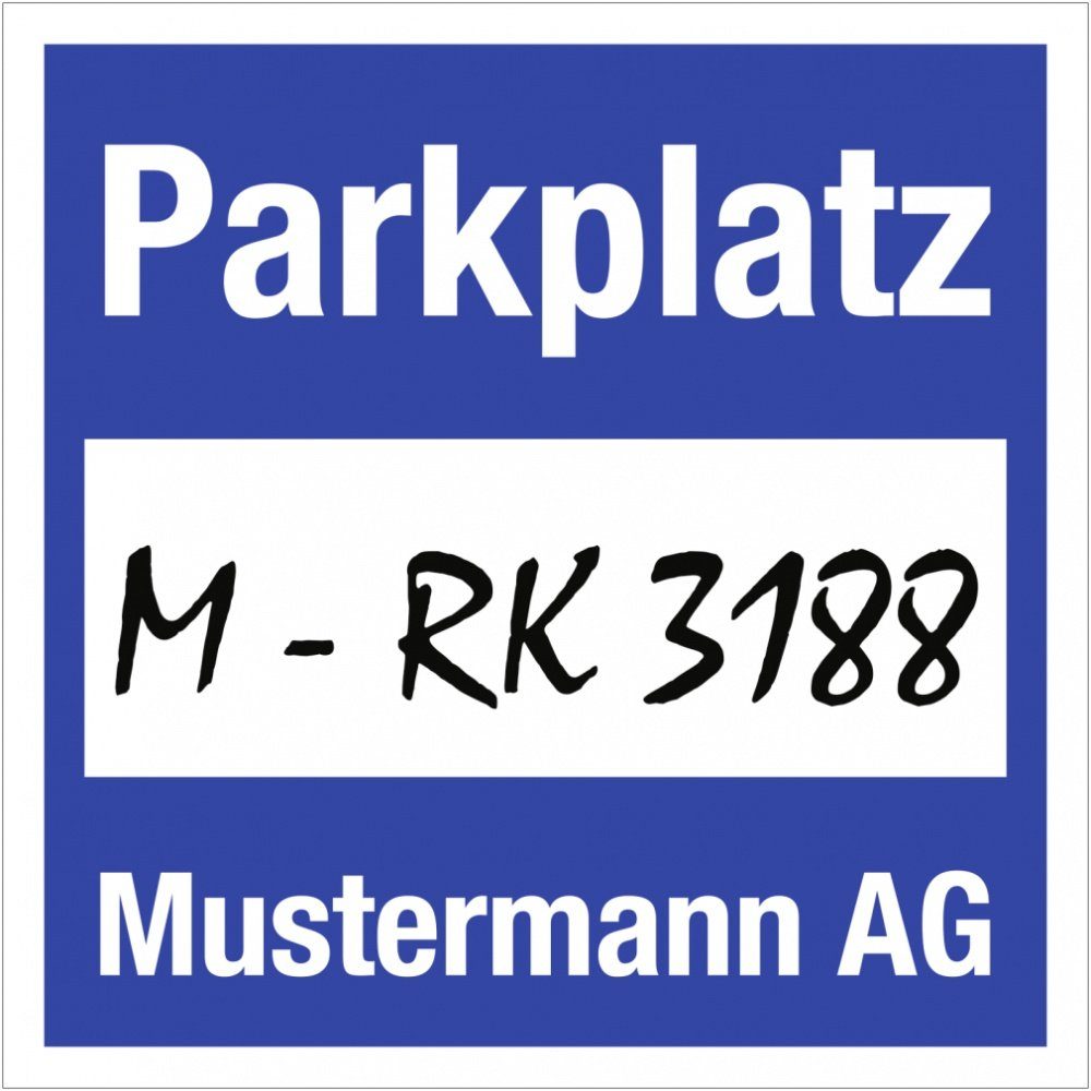 Hinweisschild Parkplakette mit Firmeneindruck, Kombischild