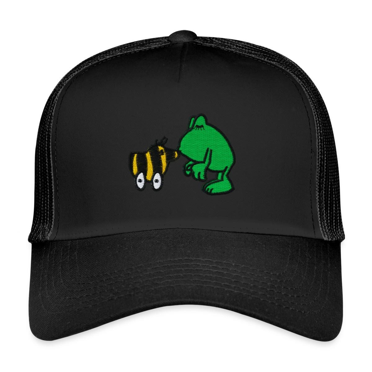 Spreadshirt Trucker Cap Janosch Frosch & Tigerente Kuss Stick Trucker Cap (1-St)