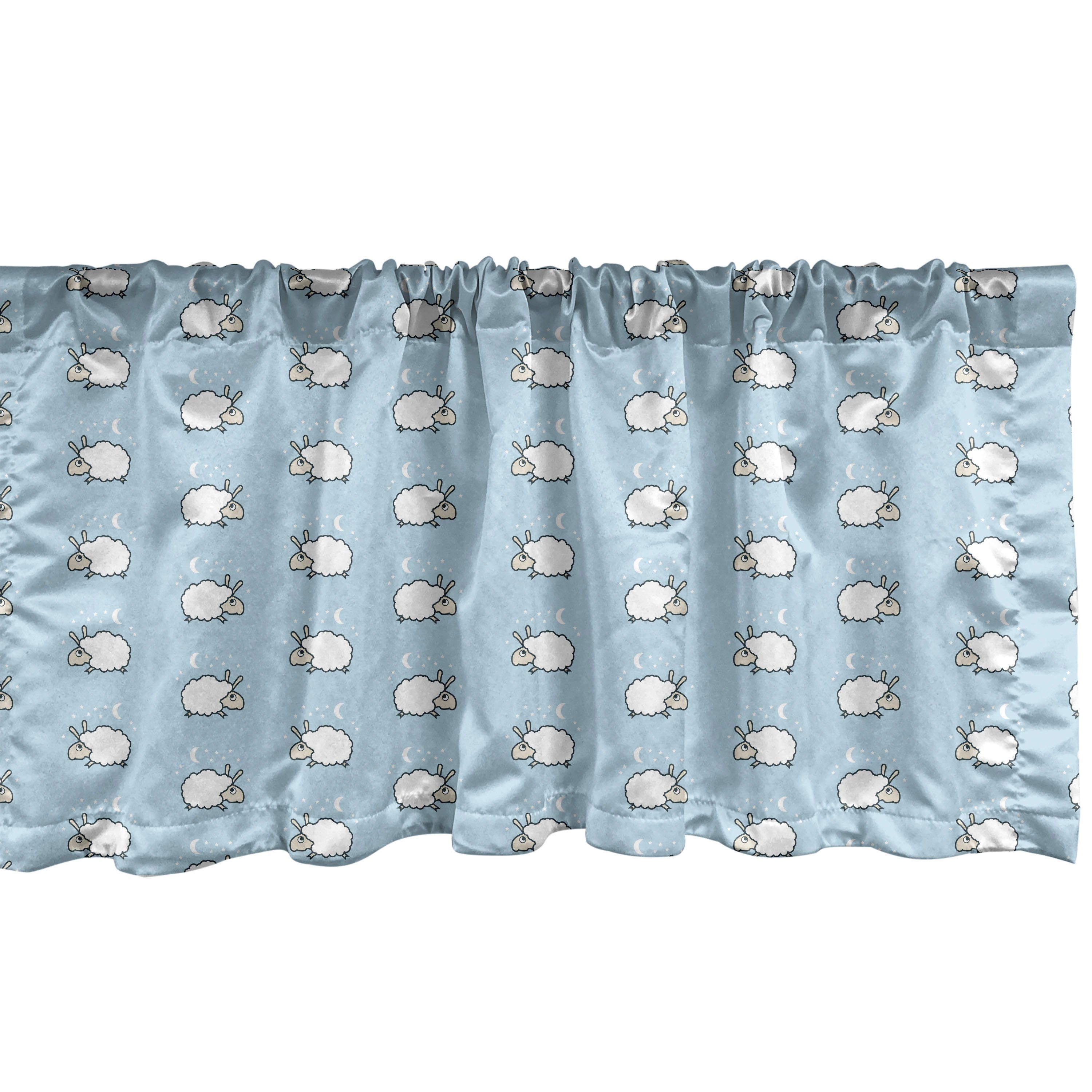 Scheibengardine Vorhang Volant für Küche Schlafzimmer Dekor mit Stangentasche, Abakuhaus, Microfaser, Baby Counting Sheep Pattern