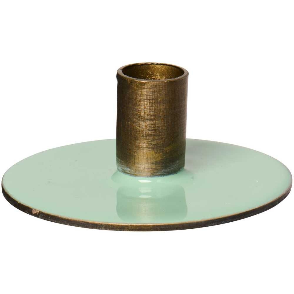 Ib Laursen Kerzenhalter IB Laursen Kerzenhalter RUND 2-Farbig HELLGRÜN Gold für 1 DÜNNE Kerze