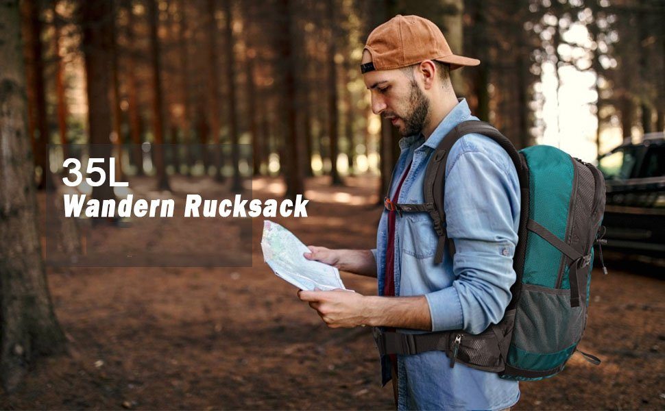 Wanderrucksack, Rucksack, Reiserucksack Wanderrucksack, G4Free Dunkelgrün 35L