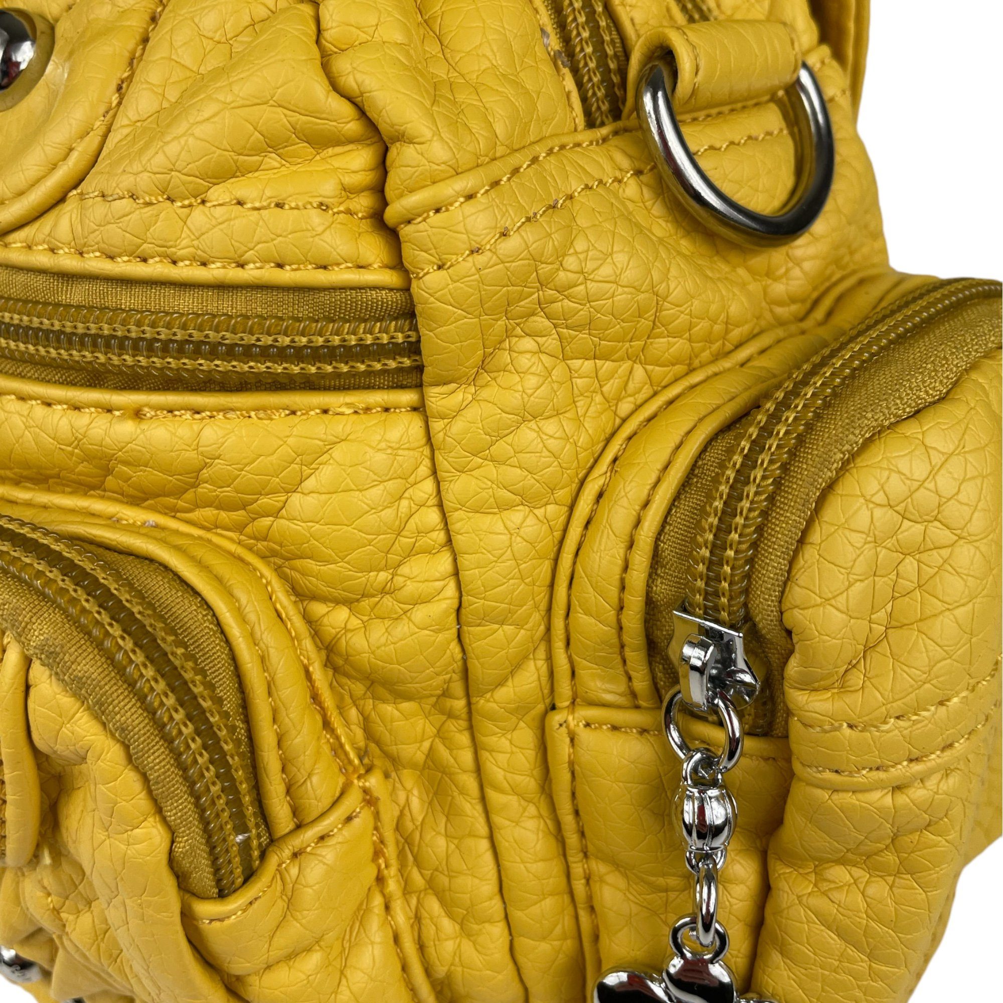 Taschen4life Schultertasche verstellbarer Handtasche Damen klassische Nieten Fächer, honiggelb abnehmbarer AKW22032, viele mit (Schultertasche) Schulterriemen