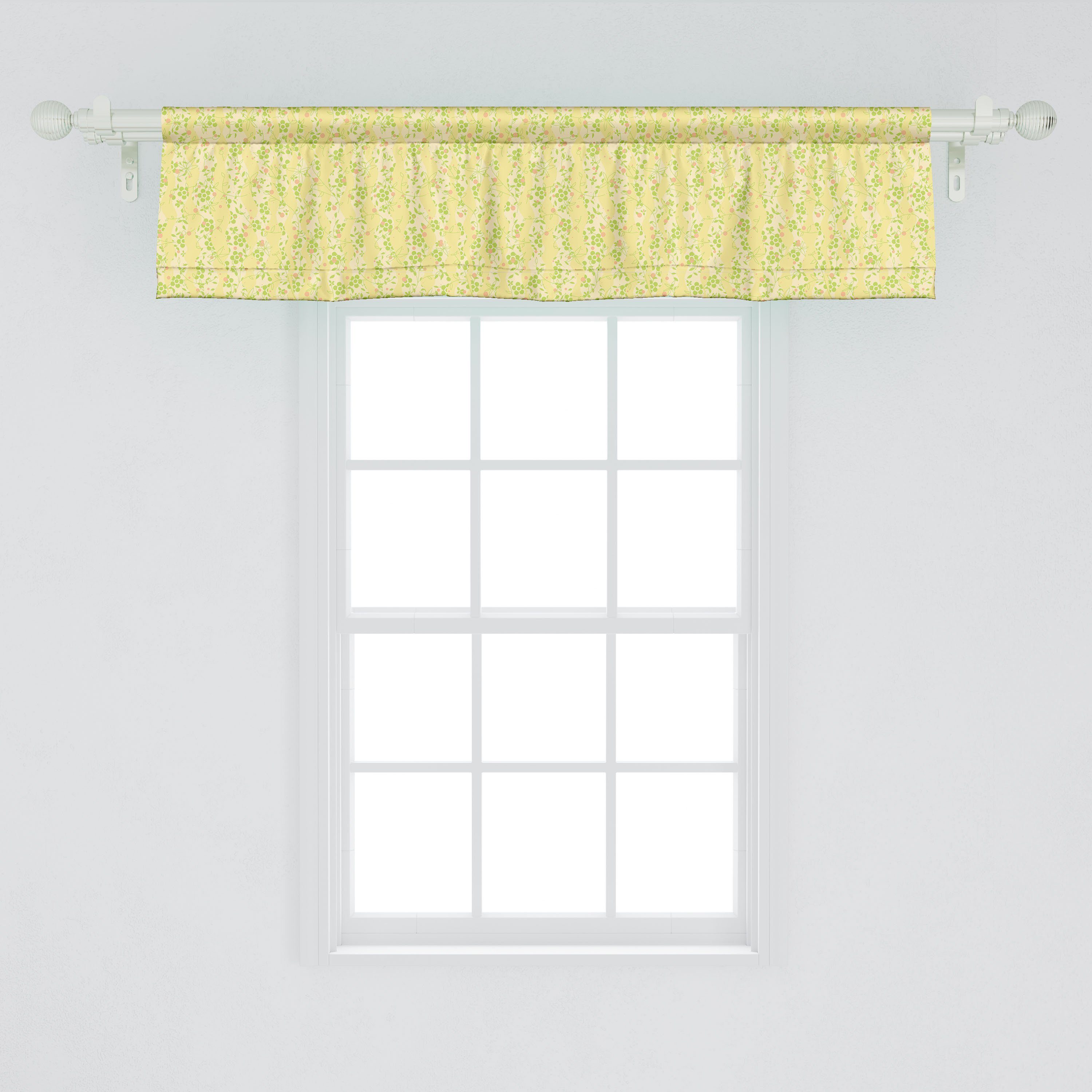 Scheibengardine Vorhang Volant für Küche Schlafzimmer mit Dekor Blumen Abakuhaus, Stangentasche, Microfaser, Pastellblumen-Blüten-Kunst