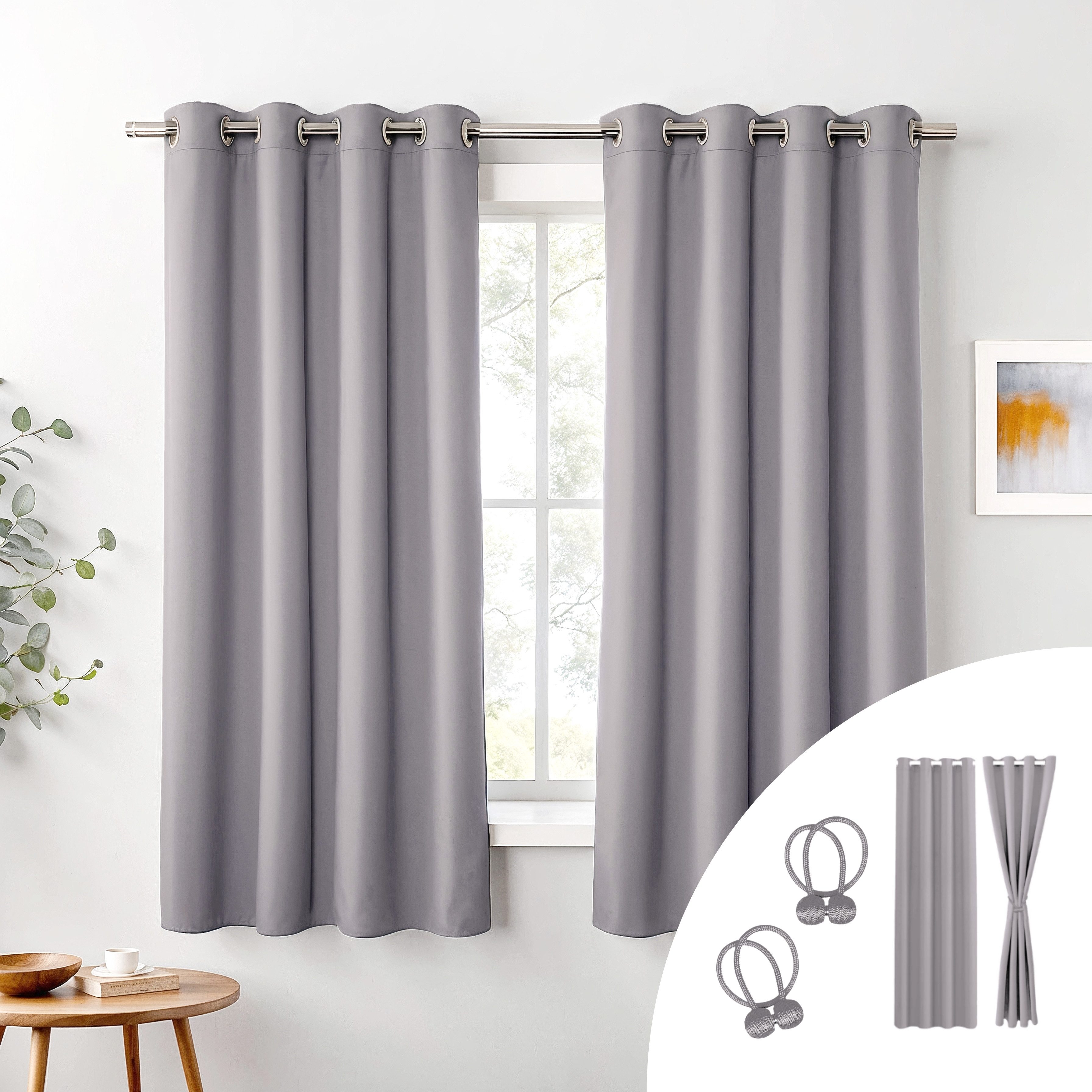 Cozyor Verdunkelungsvorhang 2er-Set inkl. 2 Magnethalter, thermoisolierend, Gardinen blickdicht, Ösen (2 St), verdunkelnd, Mikrofaser Polyester, Gardinen Thermo Vorhang 160x135 Wohnzimmer, Schlafzimmer, Kinderzimmer