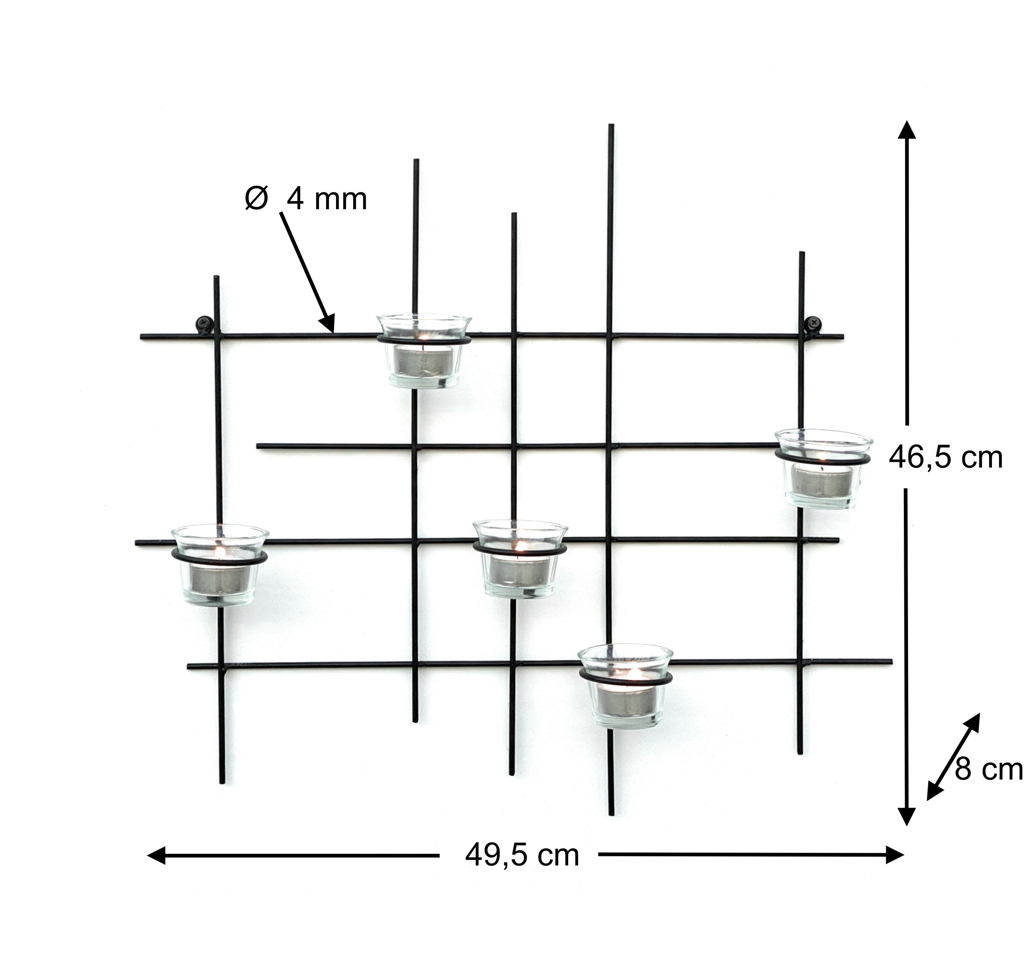 Wanddeko DanDiBo 5XXL cm Kerzenhalter 50 Teelichthalter Metall Wandteelichthalter Wandkerzenhalter Wand Teelichthalter Leuchter