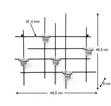 DanDiBo Teelichthalter Wandteelichthalter Metall Leuchter 5XXL Wandkerzenhalter 50 cm Teelichthalter Wand Kerzenhalter Wanddeko