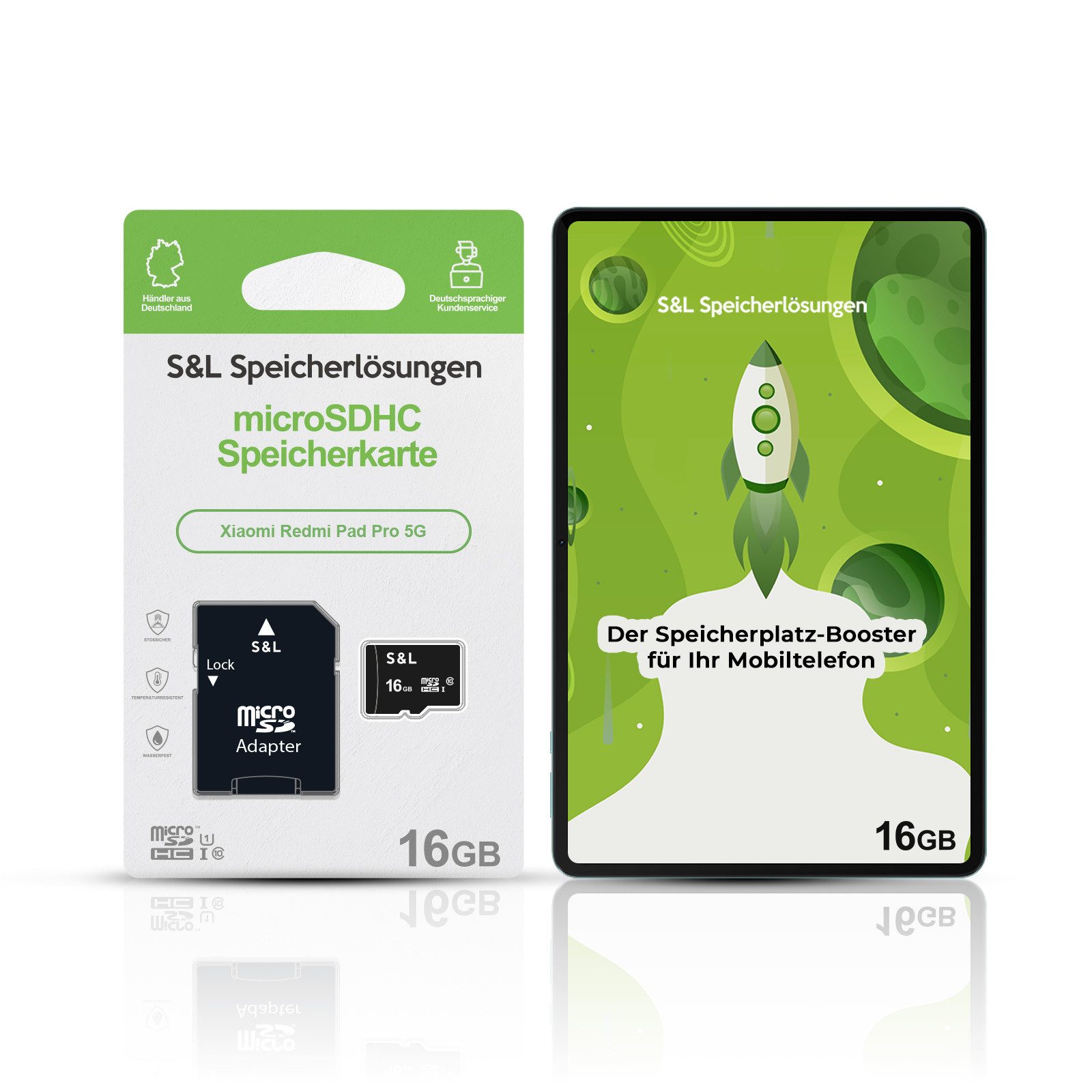 Tec-Expert microSD Karte S&L für Xiaomi Redmi Pad Pro 5G Speicherkarte (16 GB, Class 10, microSDHC)