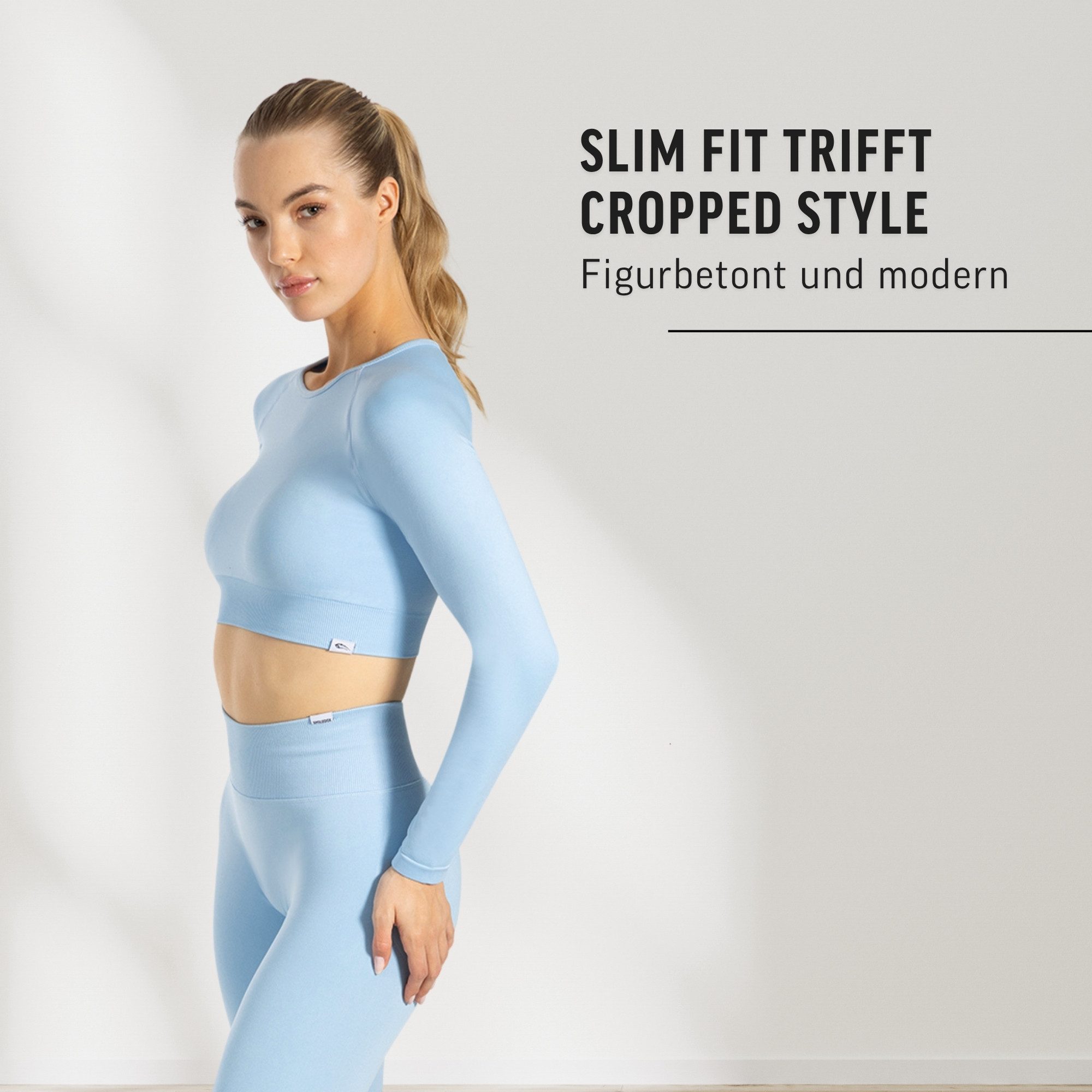 Smilodox Longsleeve Maysa, Crop Shirt Langarmshirt Shaped Fit Gym, Yoga & Alltag atmungsaktiv, blickdicht, Raglan Design, Sicherer Halt