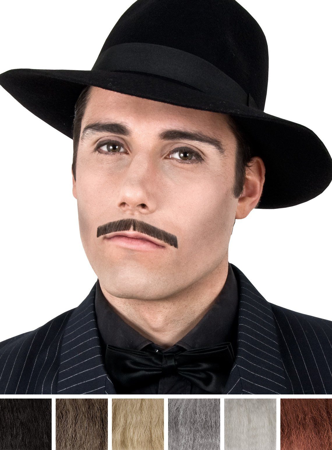 Maskworld Kostüm Schnurrbart Gangster - 6 Farben, Professioneller Oberlippenbart in Theaterqualität