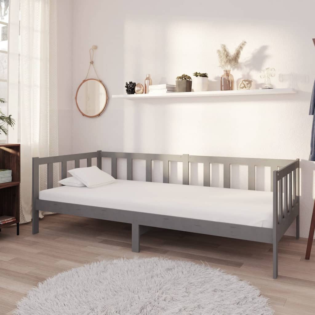 vidaXL Gästebett Tagesbett Gästebett mit Matratze 90x200 cm Grau Massivholz günstig online kaufen