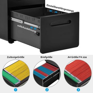 Merax Rollcontainer, aktenschränke büroschränke mit 3 Schubladen und abschließbaren Schubladen, Schrankkorpus vormontiert