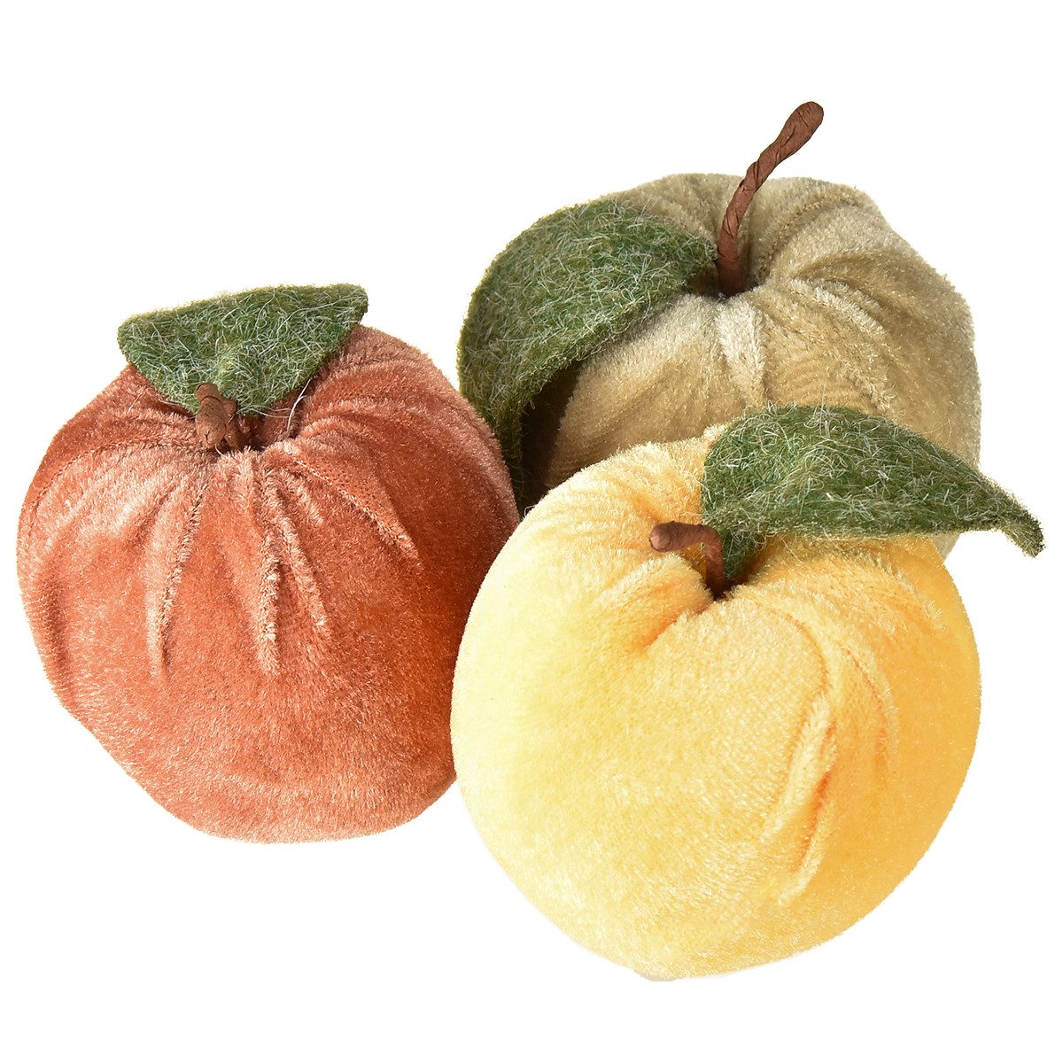 Florists Products Streudeko Deko Apfel Samt Kunstfrucht Herbstdeko Braun Gelb Ø7,5cm H9cm, 9 Stück