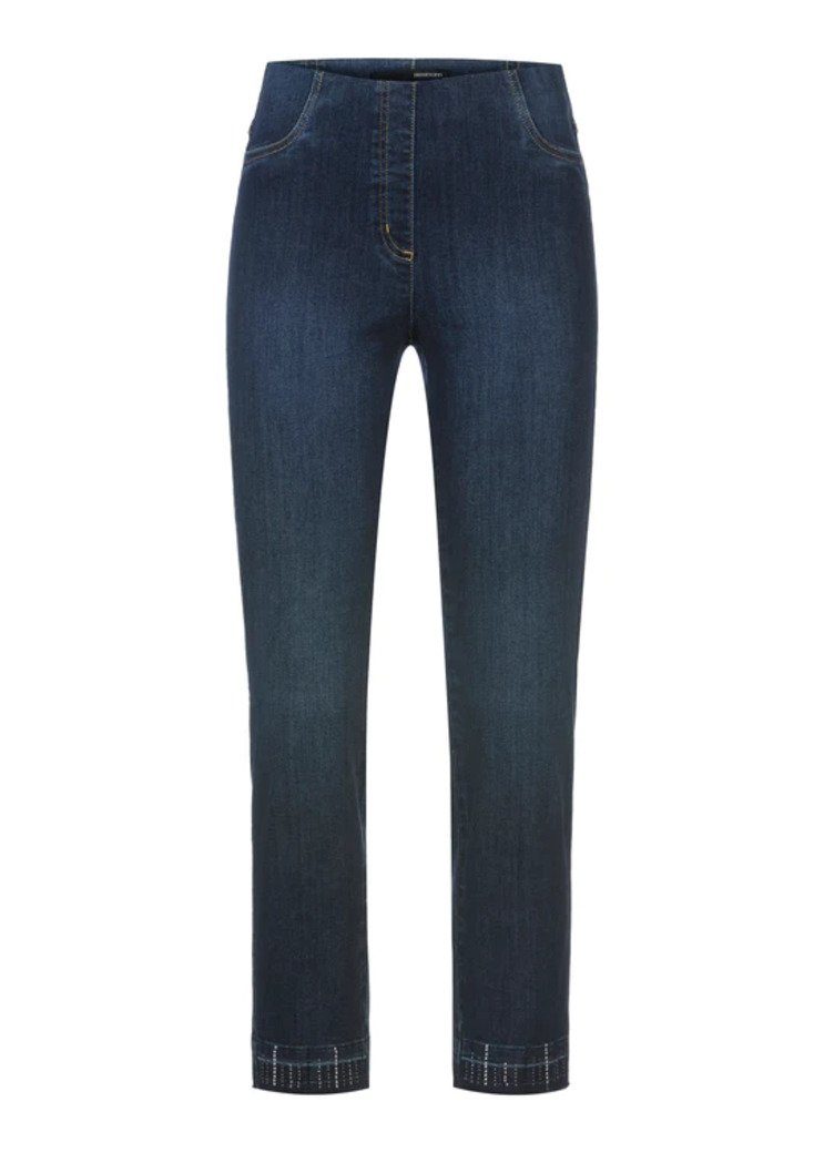 Mittlere Stretch-Hose Stretch-Denim, Hose 6/8-Länge Straight in Fit, stone Leibhöhe, Sportive Igor3-682W Stehmann blue