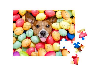 puzzleYOU Puzzle Frohe Ostern: Ein Hund in Ostereiern, 48 Puzzleteile, puzzleYOU-Kollektionen Festtage