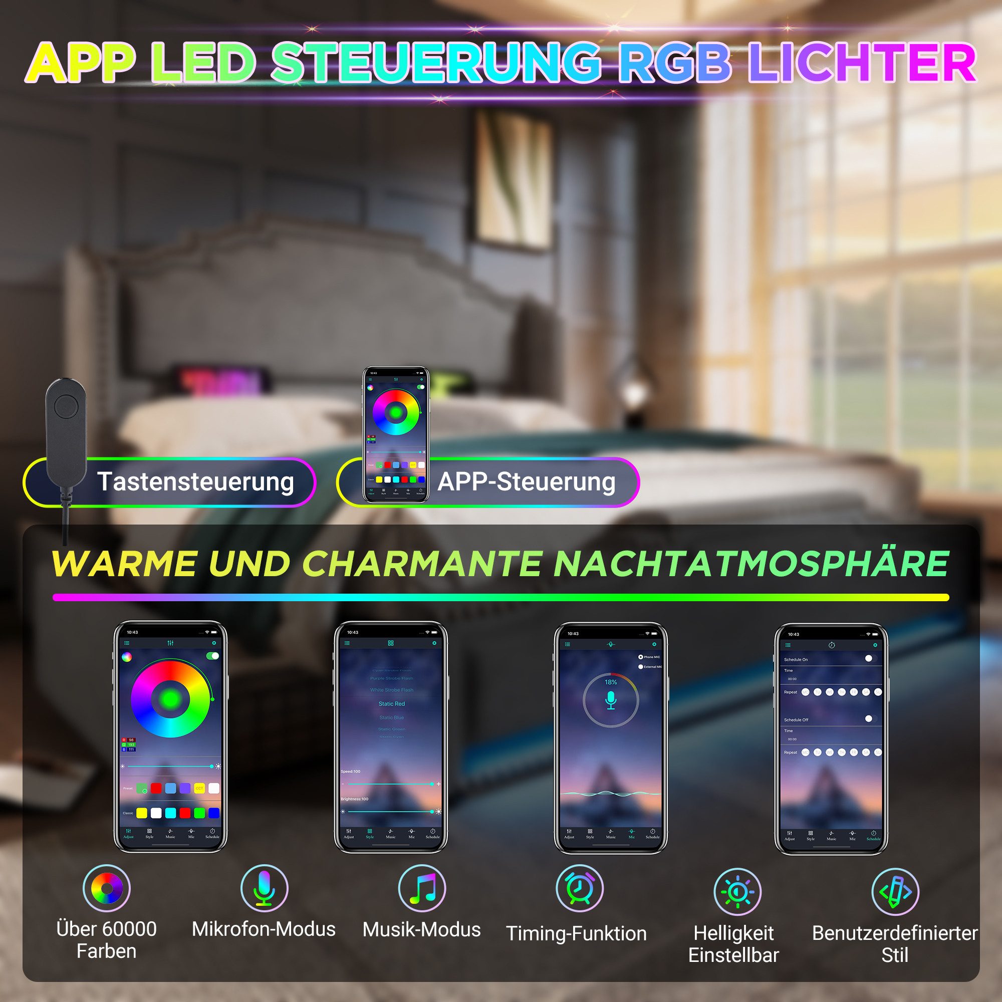Celya Polsterbett Doppelbett mit 4 Schubladen, LED-Beleuchtung und USB-C-Ladeanschluss (Samt, ohne Matratze), 160×200cm, Stauraumbett und Jugendbett mit Lattenr – Bild 4 von 5