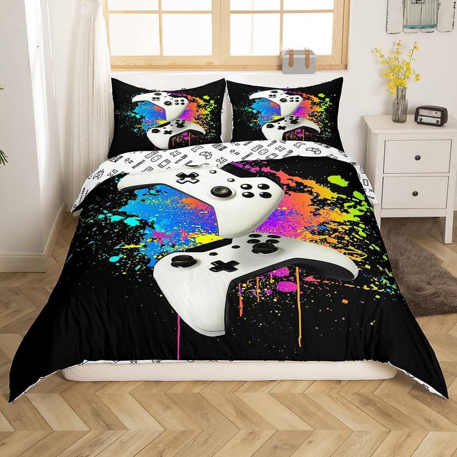 LuxusKollektion Jugendbettwäsche Spiele Bettbezug Set 155x220cm Aquarell Graffiti